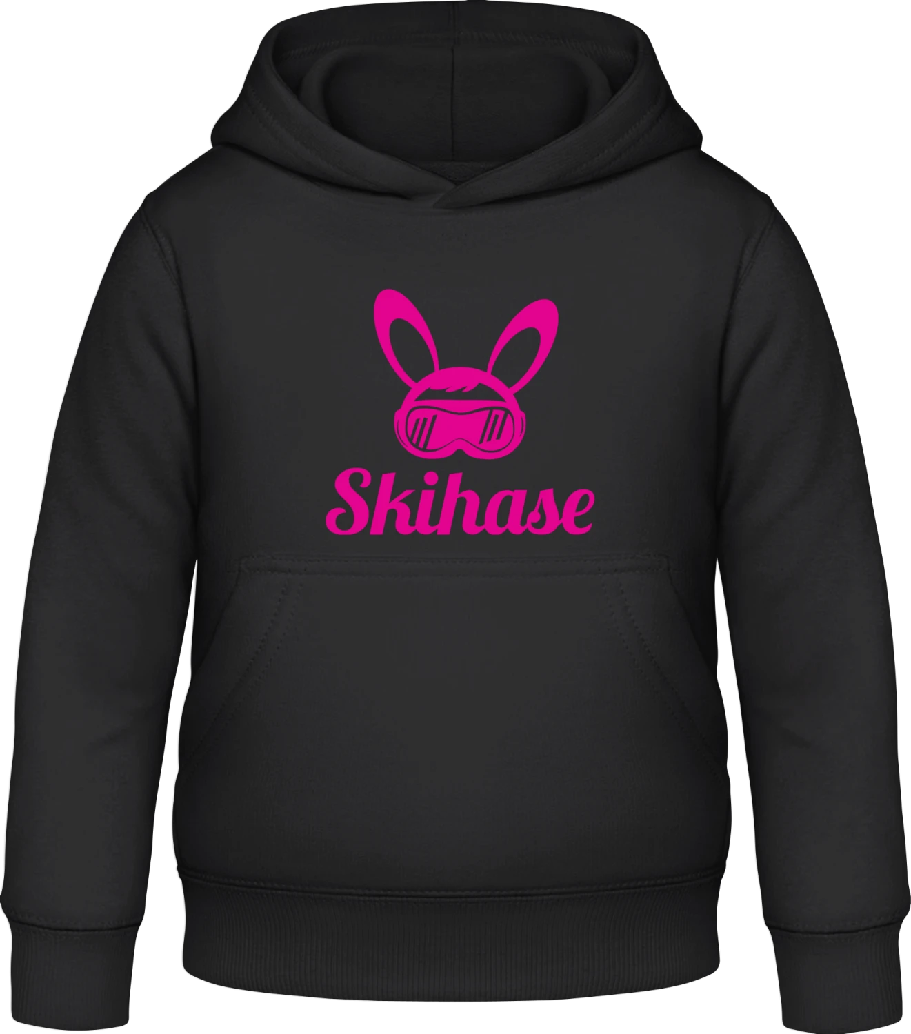 Skihase Mann - Black Awdis Hoodie Kids - Front