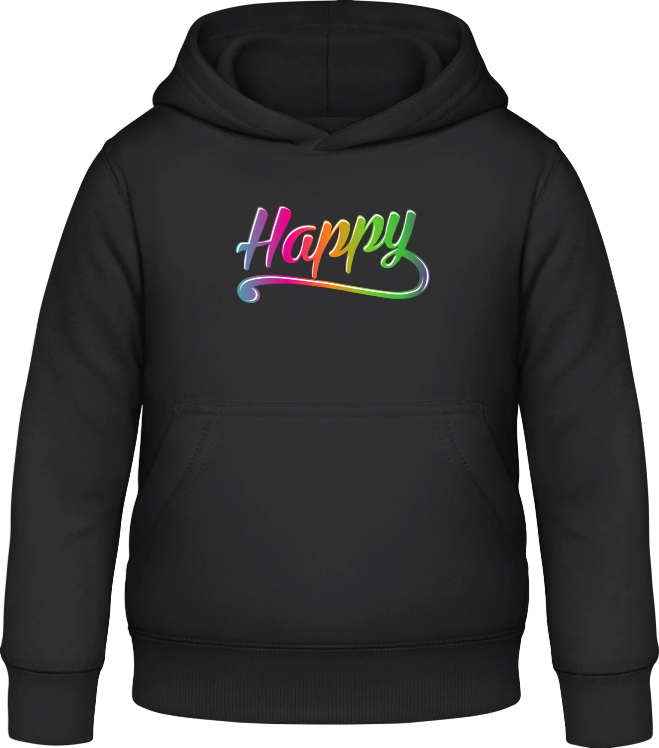 Happy Logo - Black Awdis Hoodie Kids - Front