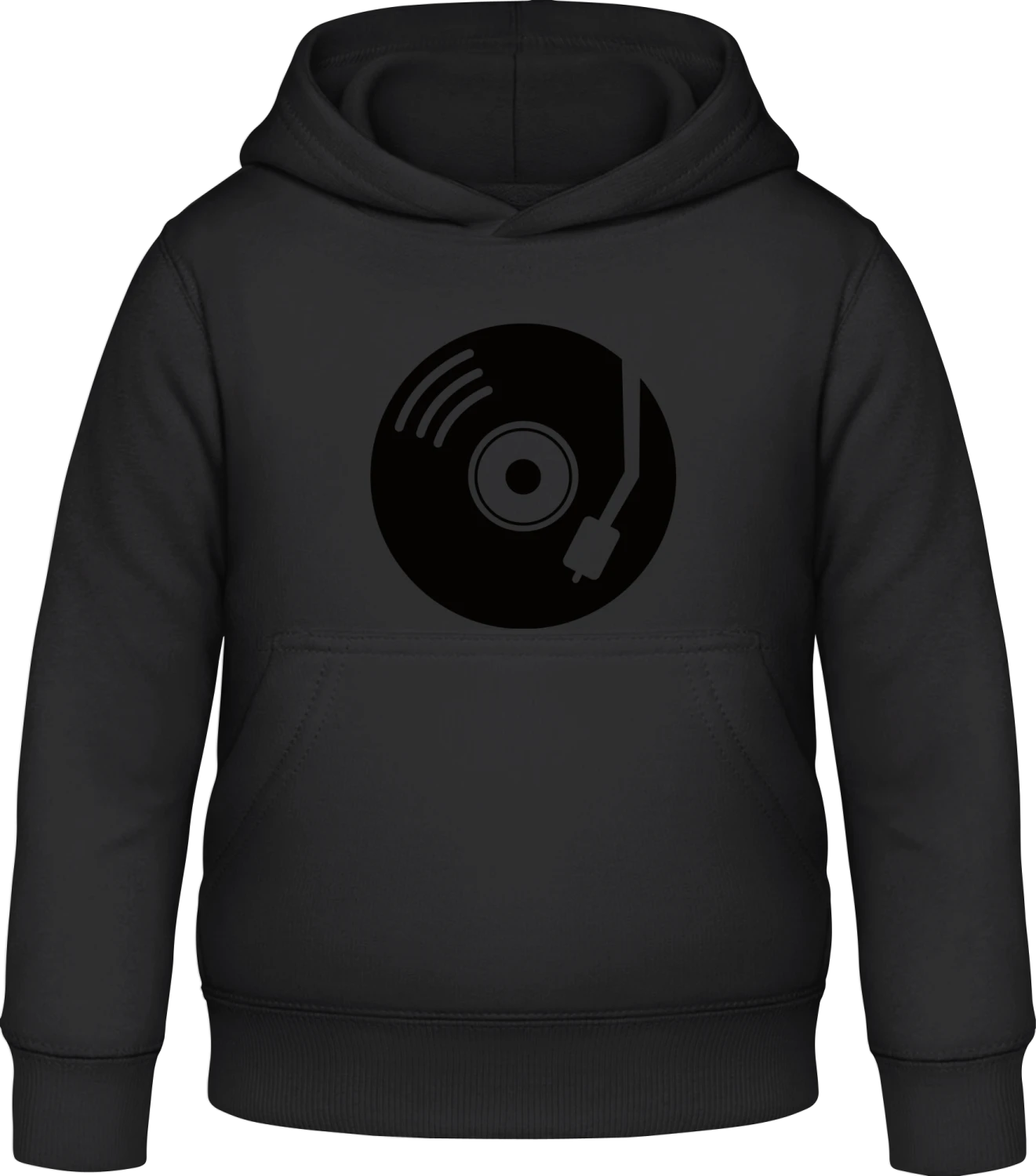 Vinyl Retro Icon - Black Awdis Hoodie Kids - Front