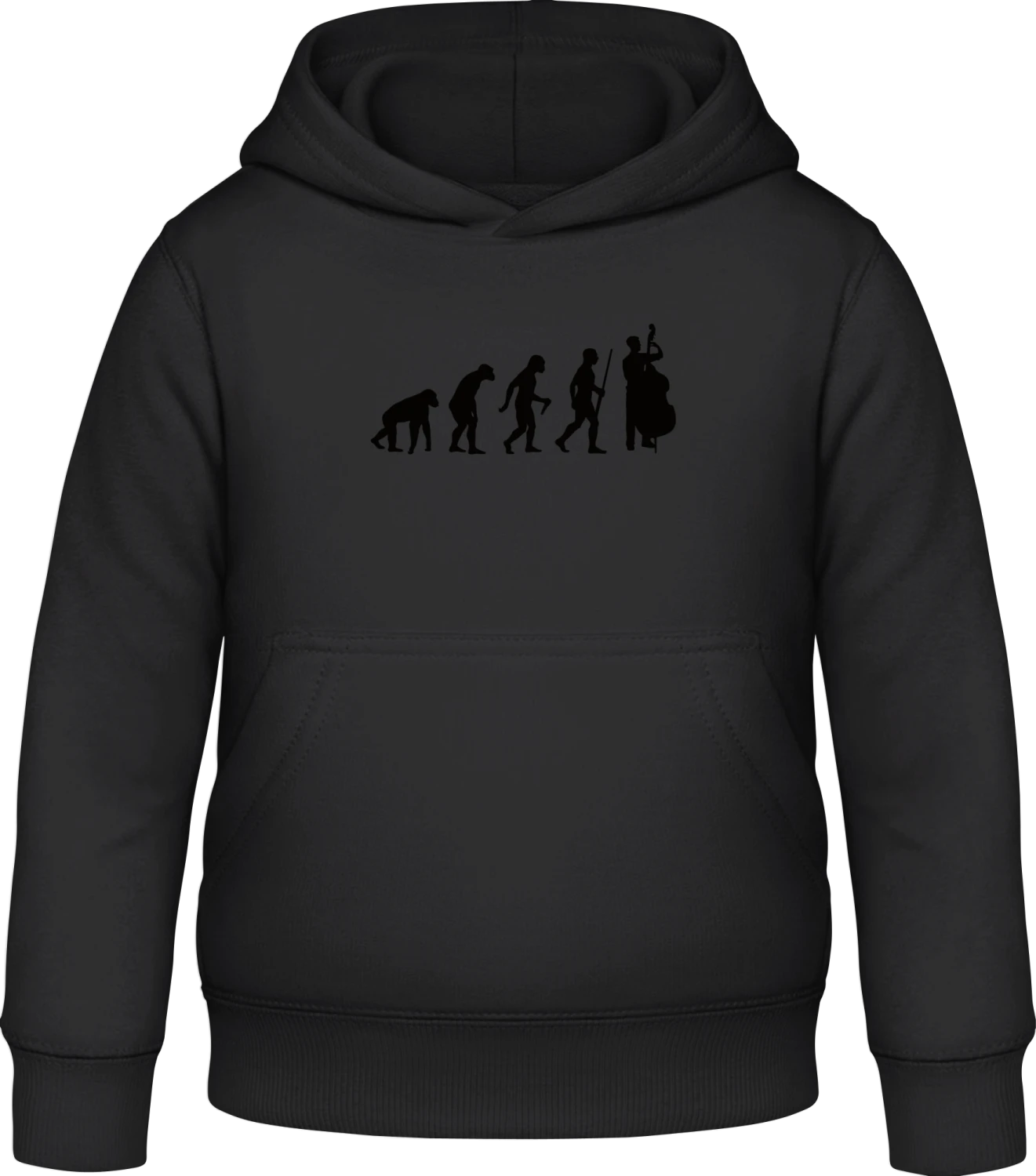 Double Bass Contrabass Evolution - Black Awdis Hoodie Kids - Front