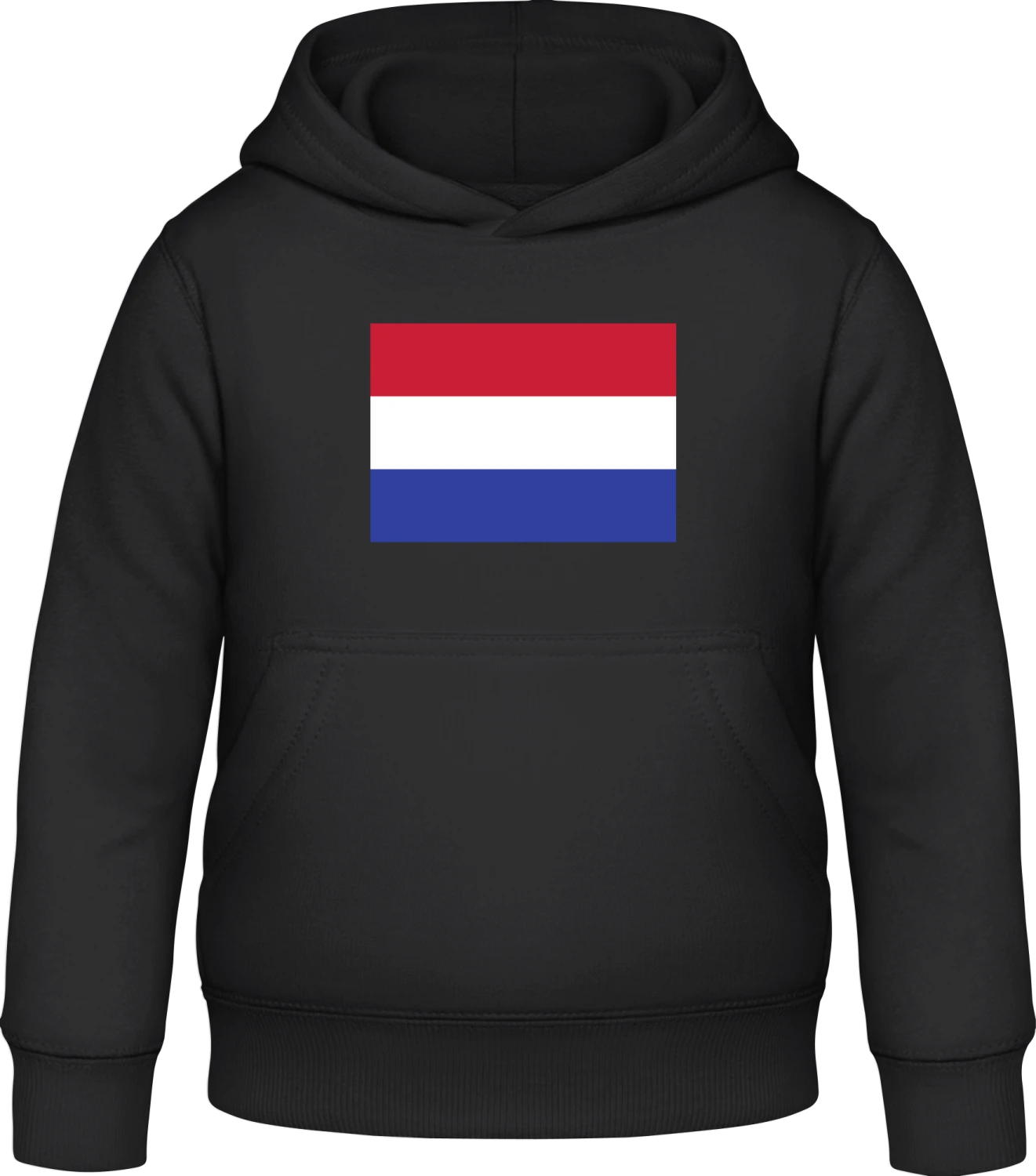 Netherlands Flag - Black Awdis Hoodie Kids - Front