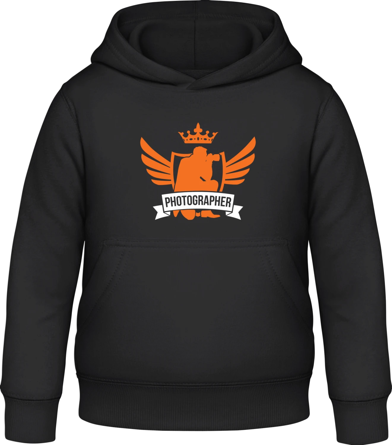 Photographer Crown - Black Awdis Hoodie Kids - Front