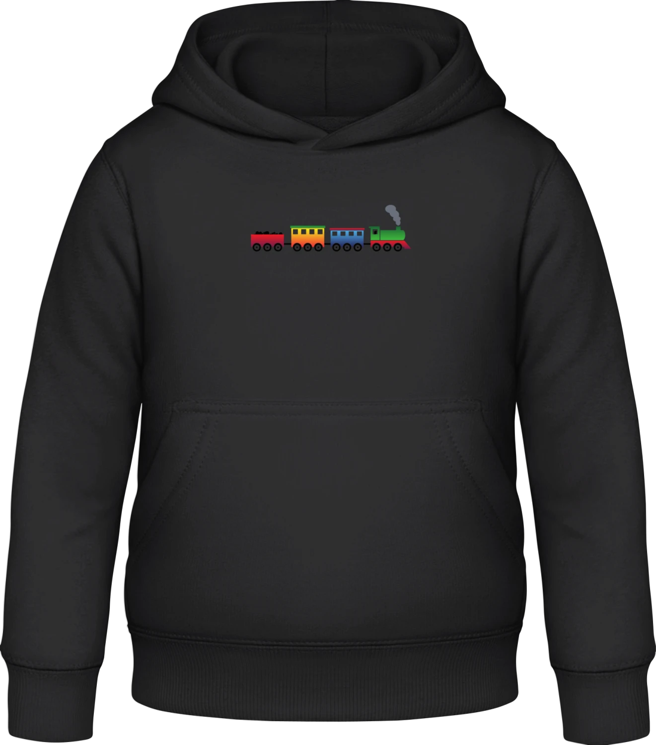 Train Illustration - Black Awdis Hoodie Kids - Front