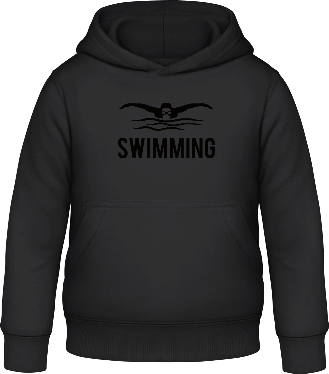 schwimmen Silhouette - Black Awdis Hoodie Kids - Front