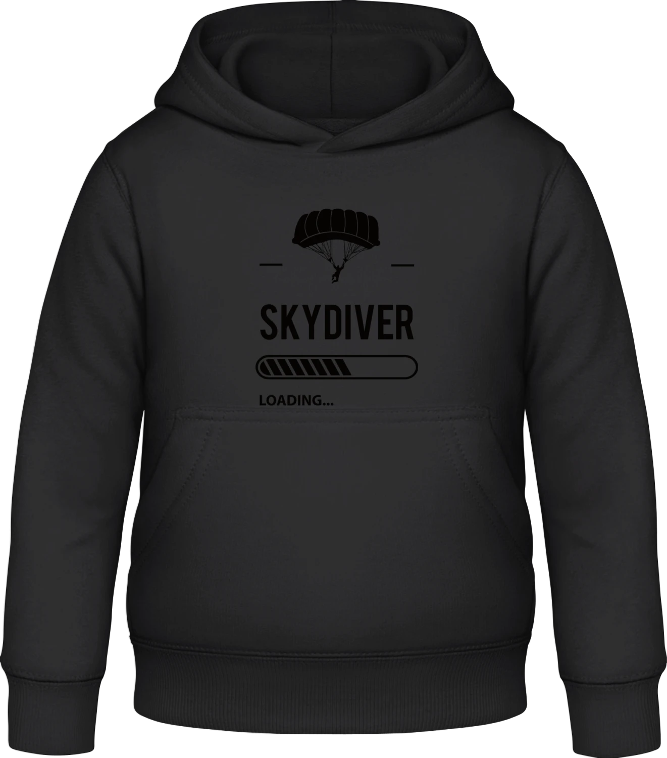 Skydiver Loading - Black Awdis Hoodie Kids - Front