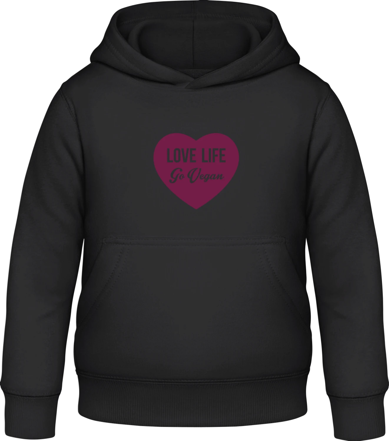 Love Life Go Vegan - Black Awdis Hoodie Kids - Front