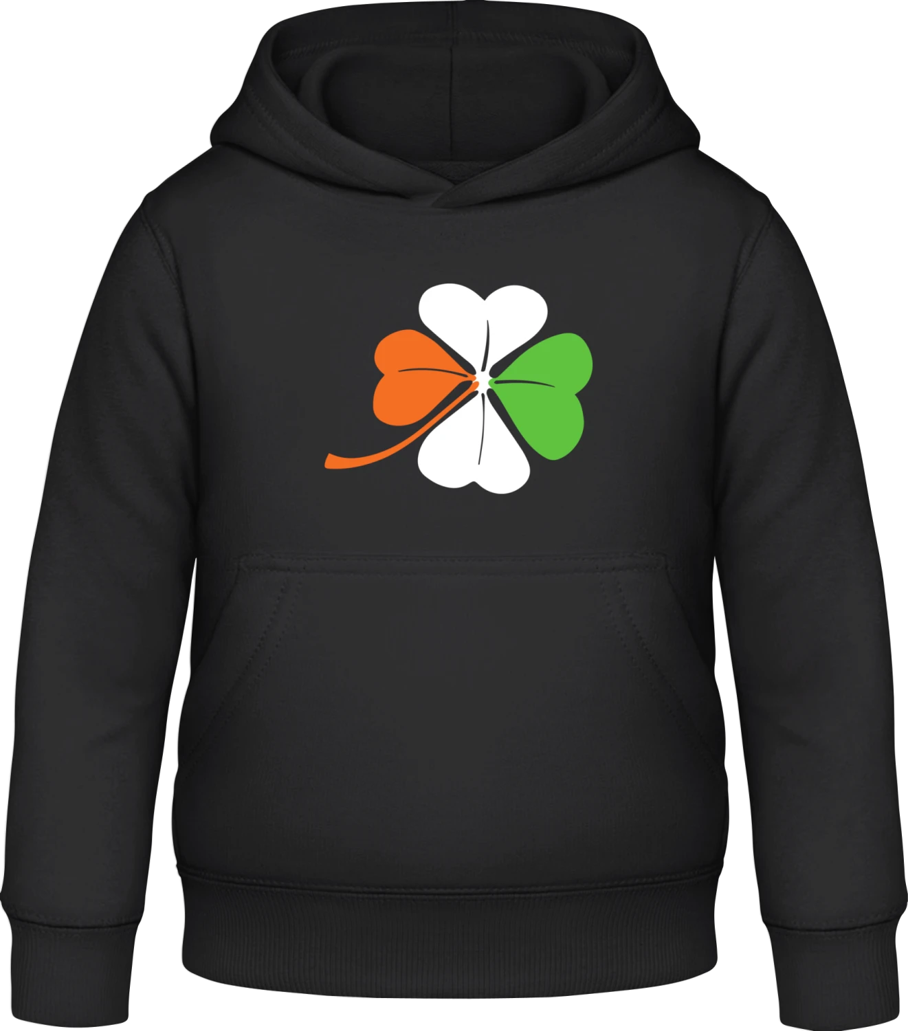 Irish Cloverleaf - Black Awdis Hoodie Kids - Front