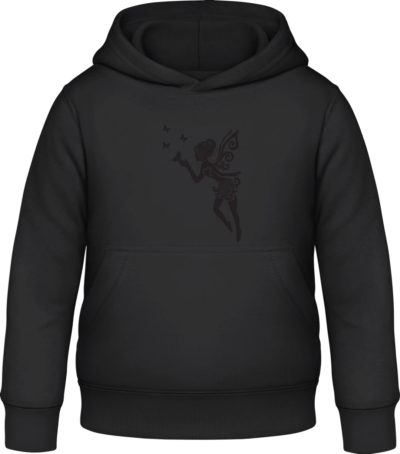 Fairy With Butterflies - Black Awdis Hoodie Kids - Front