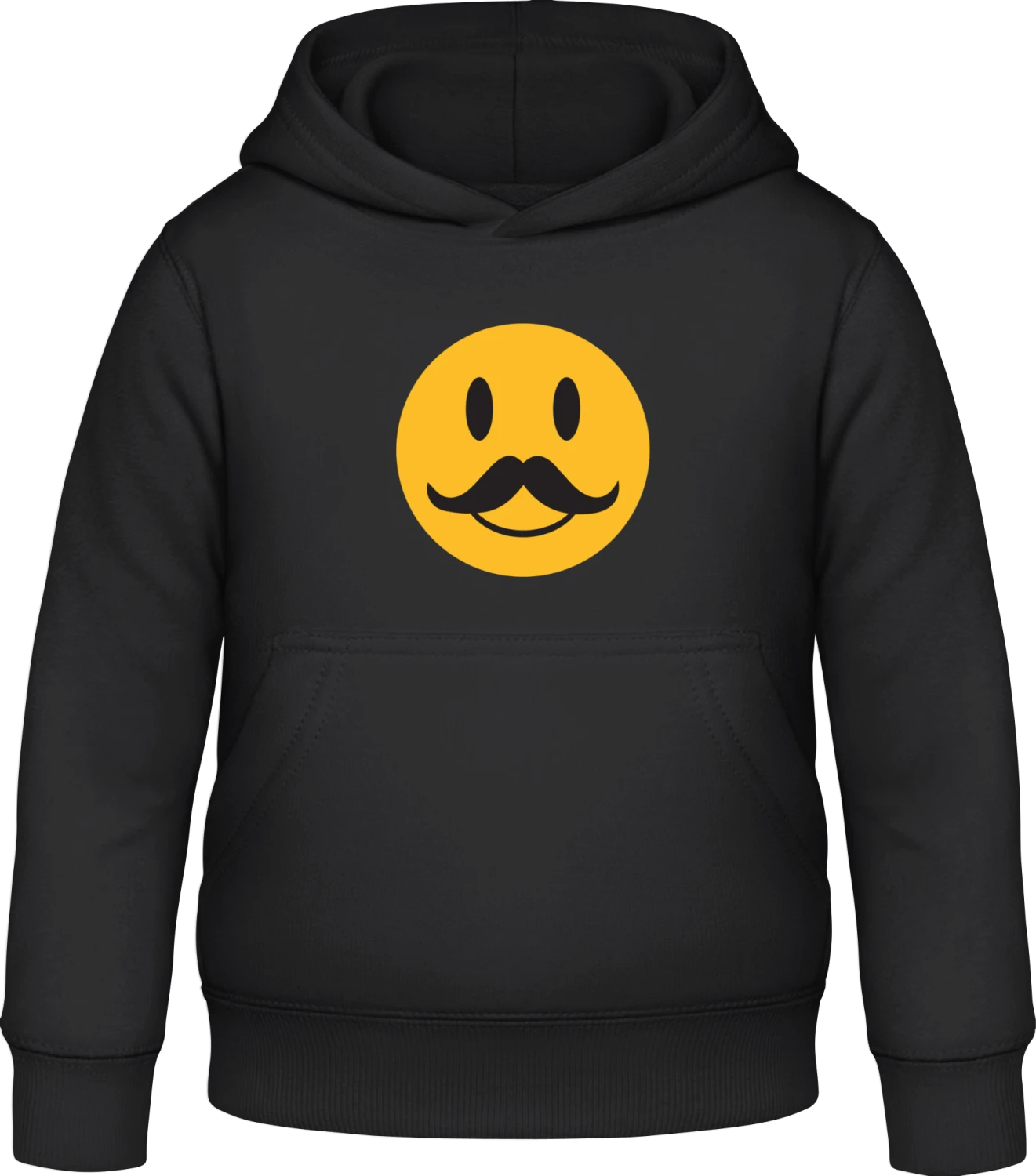 Mustache Smiley - Black Awdis Hoodie Kids - Front