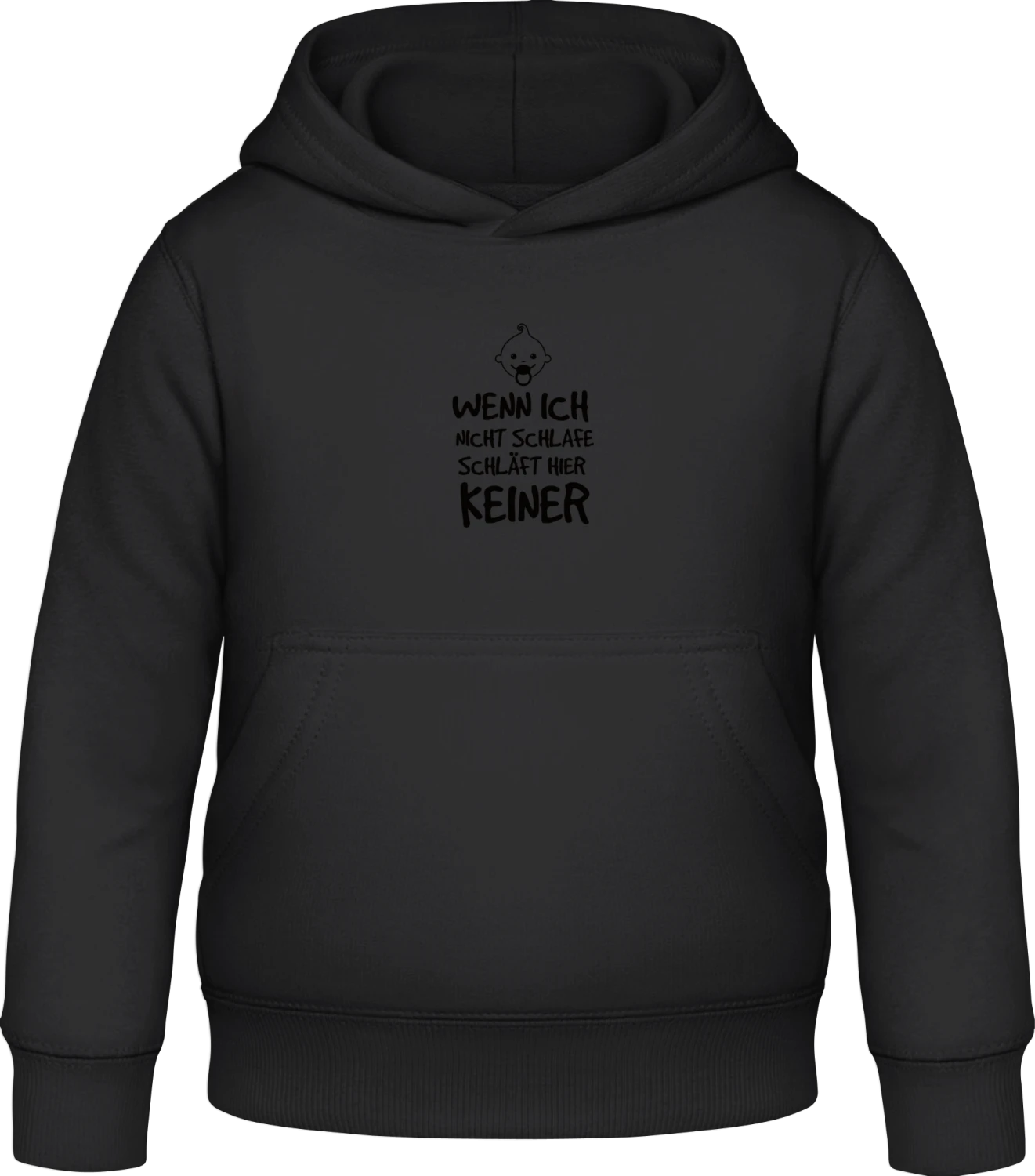 Wenn ich nicht schlafe schläft hier keiner - Black Awdis Hoodie Kids - Front