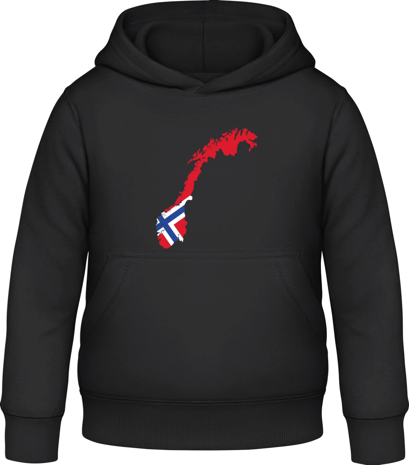 Norwegen Landkarte - Black Awdis Hoodie Kids - Front