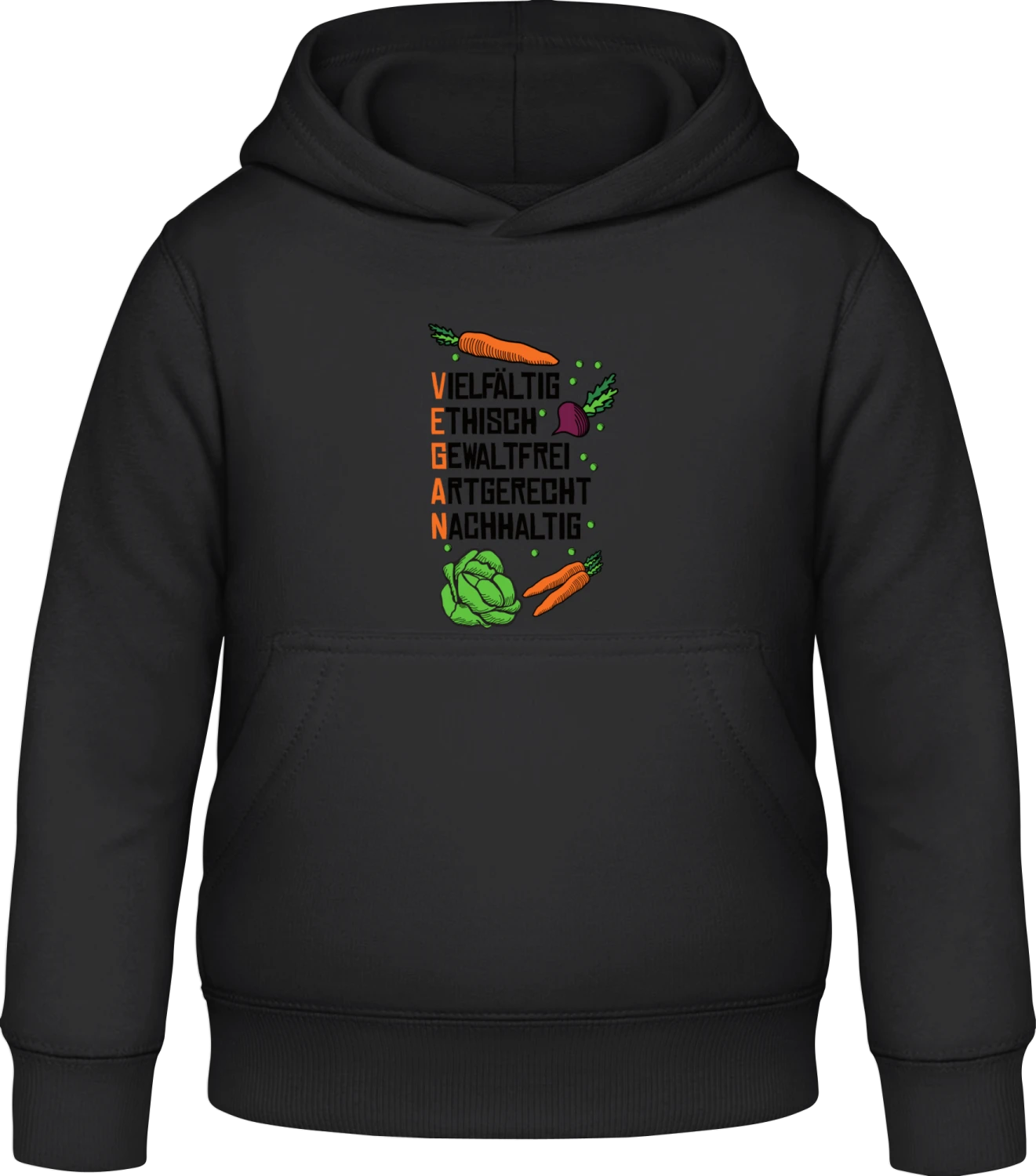 Vegan Definition - Black Awdis Hoodie Kids - Front