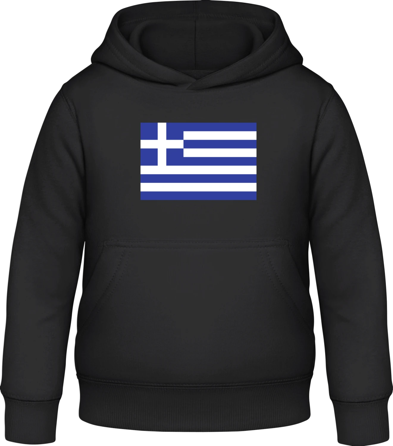 Greece Flag - Black Awdis Hoodie Kids - Front