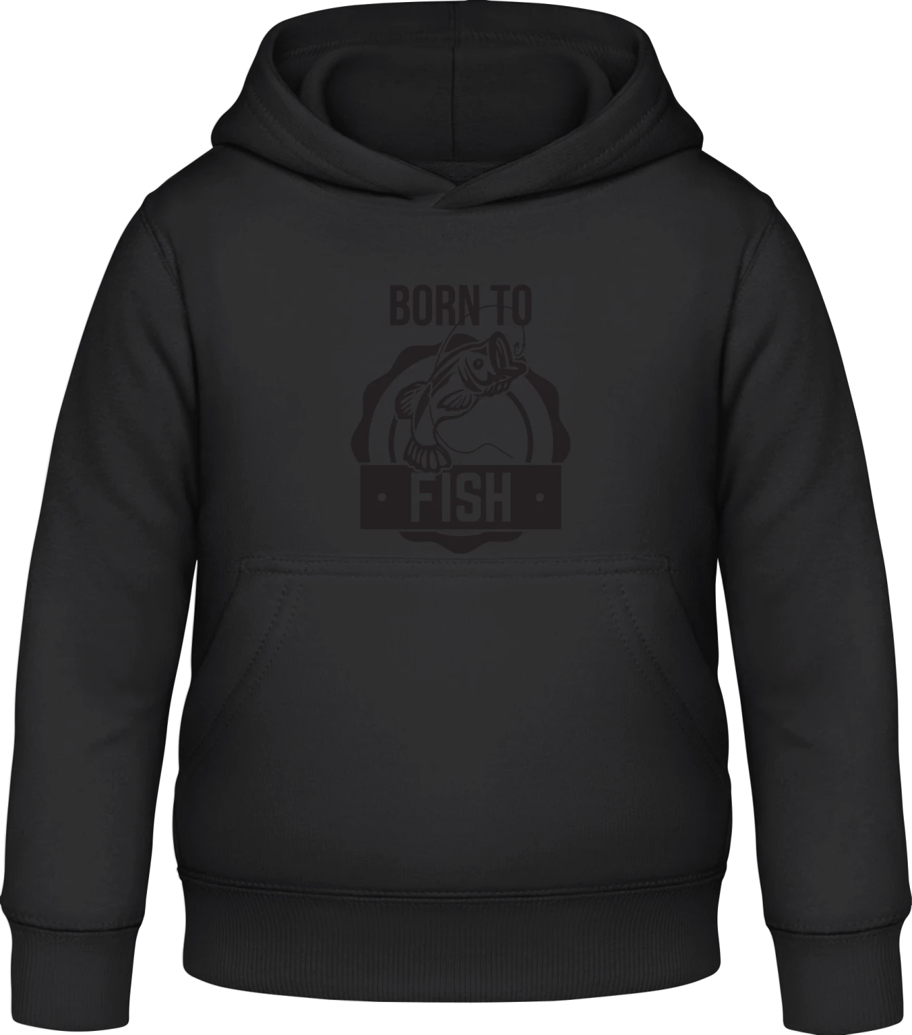 Born To Fish Logo - Black Awdis Hoodie Kids - Front