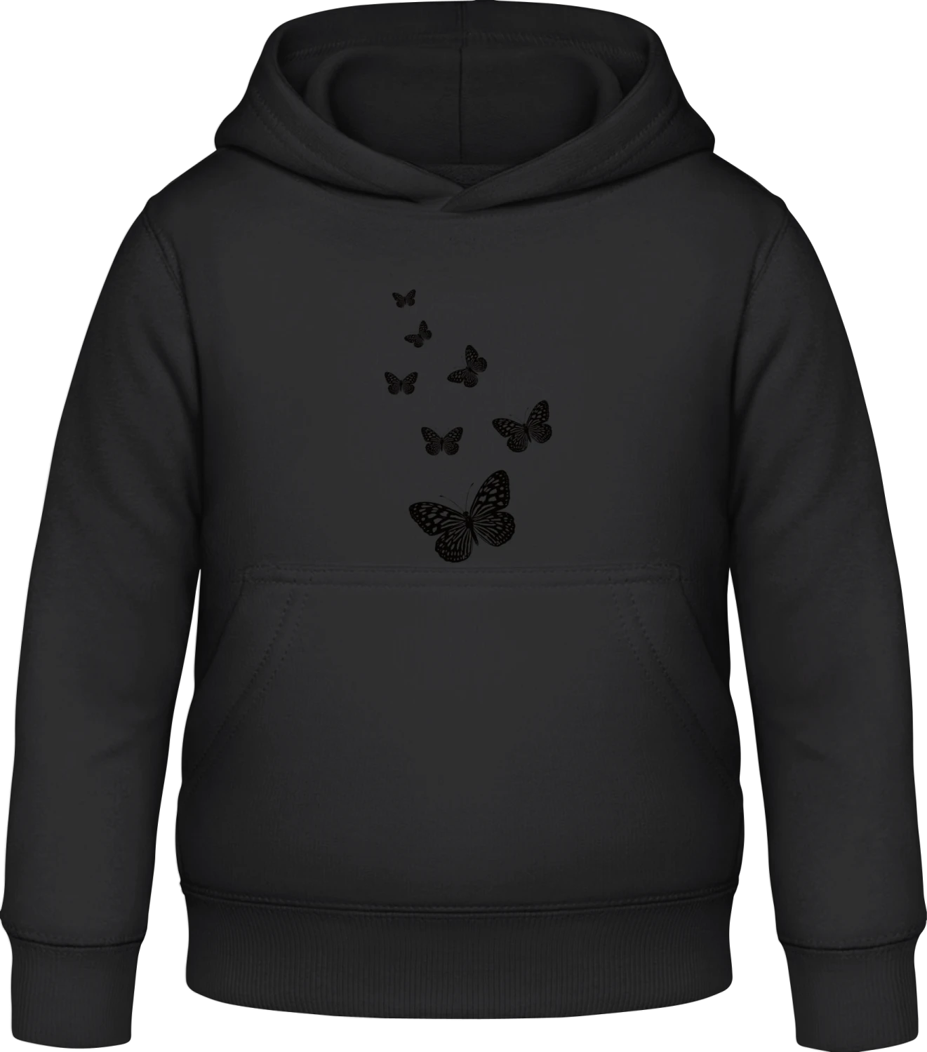 Butterflies Illustation - Black Awdis Hoodie Kids - Front