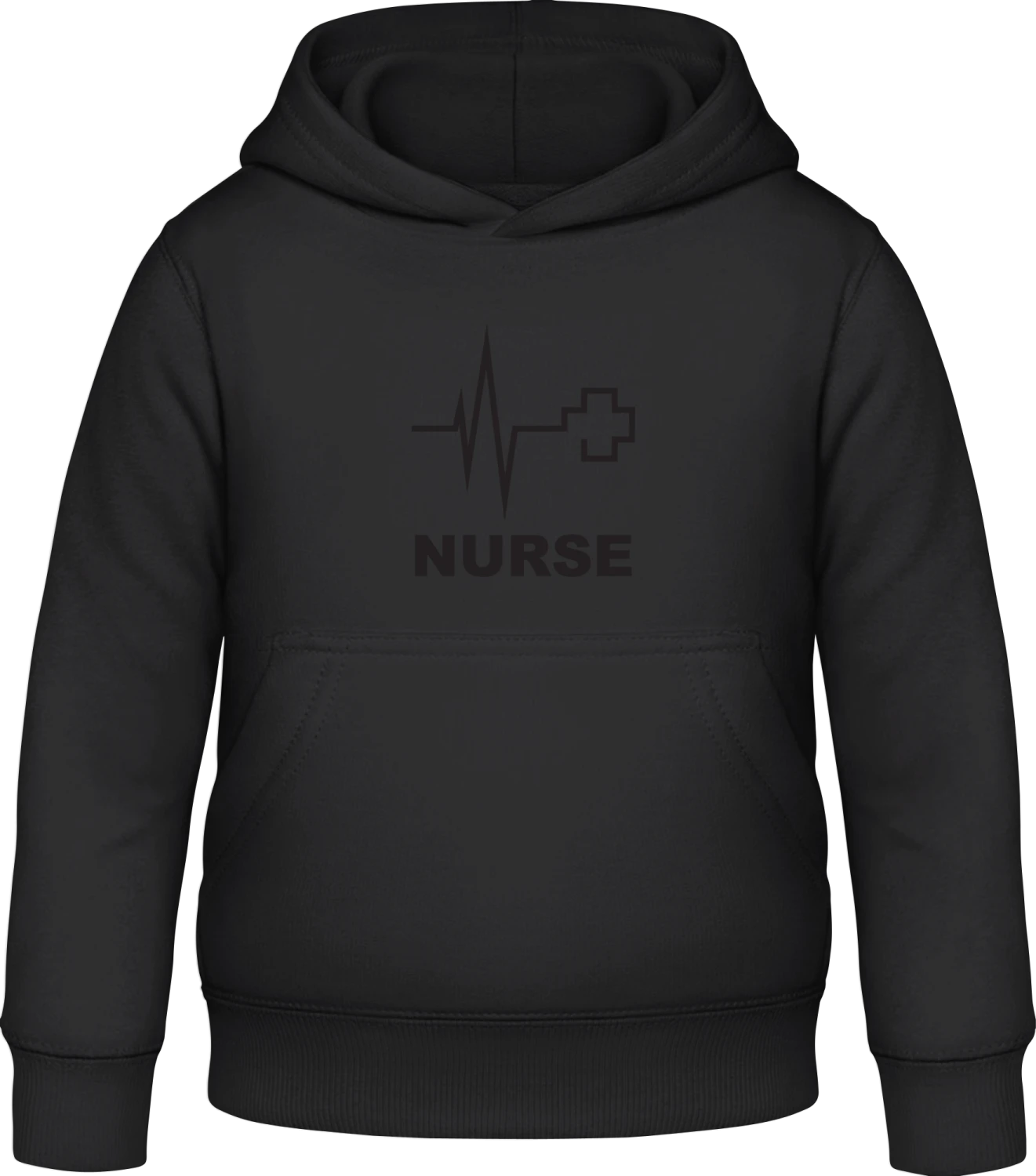 Nurse Heartbeat - Black Awdis Hoodie Kids - Front