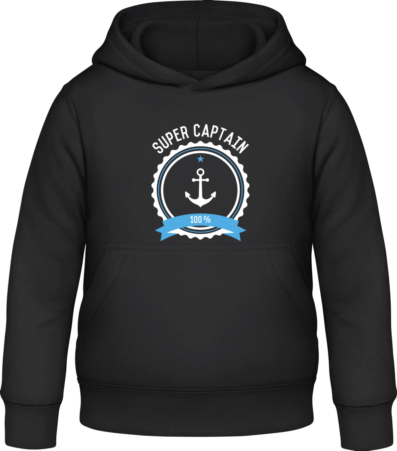 Super Captain 100 Percent - Black Awdis Hoodie Kids - Front