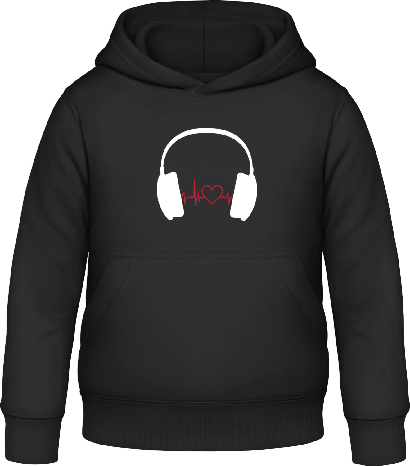 Heartbeat Music Headphones - Black Awdis Hoodie Kids - Front