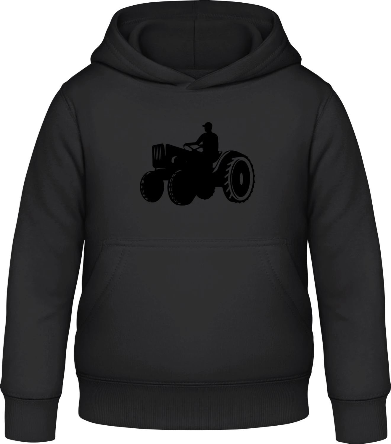 Farmer With Tractor - Black Awdis Hoodie Kids - Front