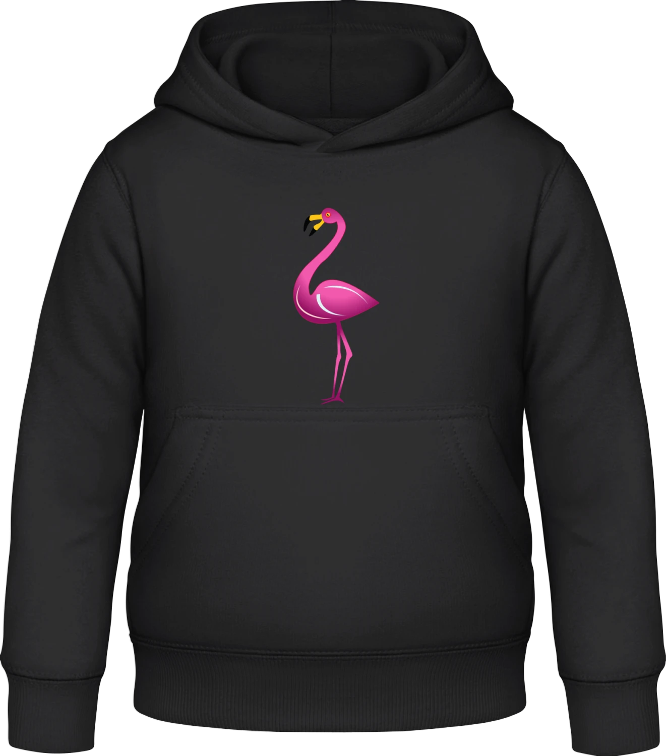 Flamingo Illustration - Black Awdis Hoodie Kids - Front