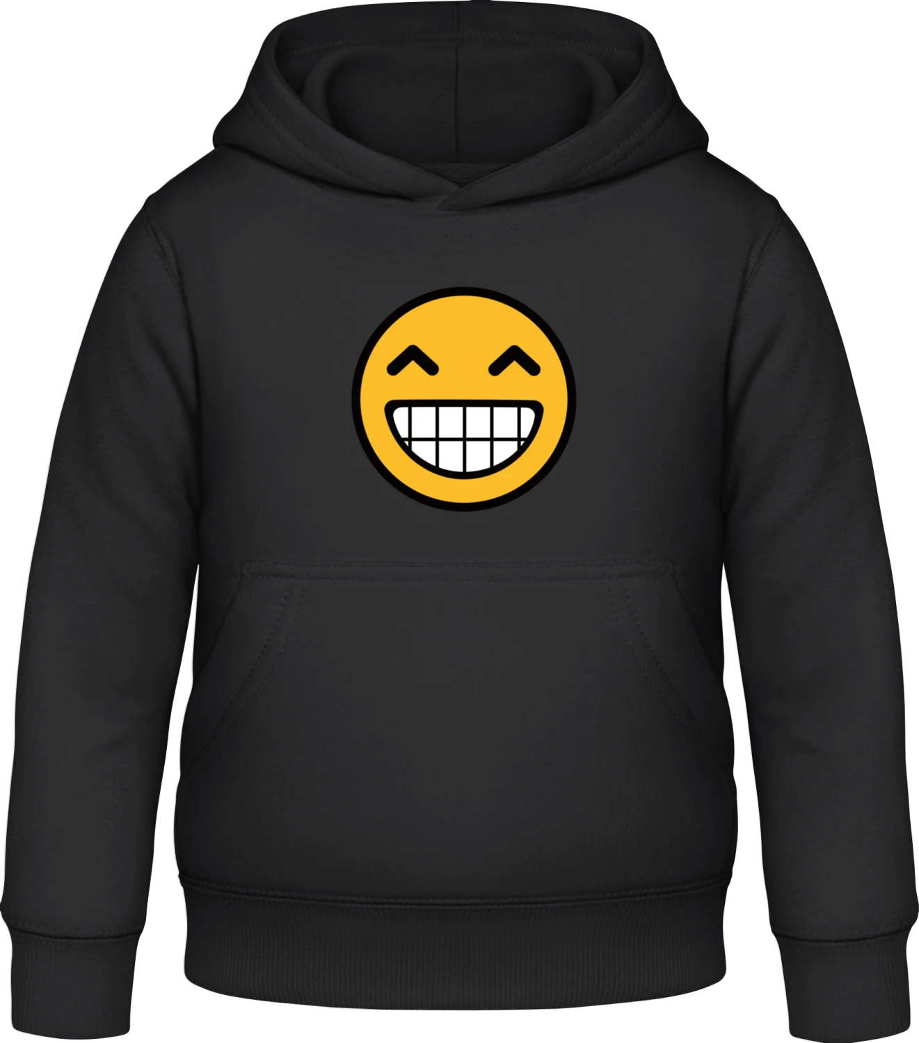 Smiley Emoticon - Black Awdis Hoodie Kids - Front