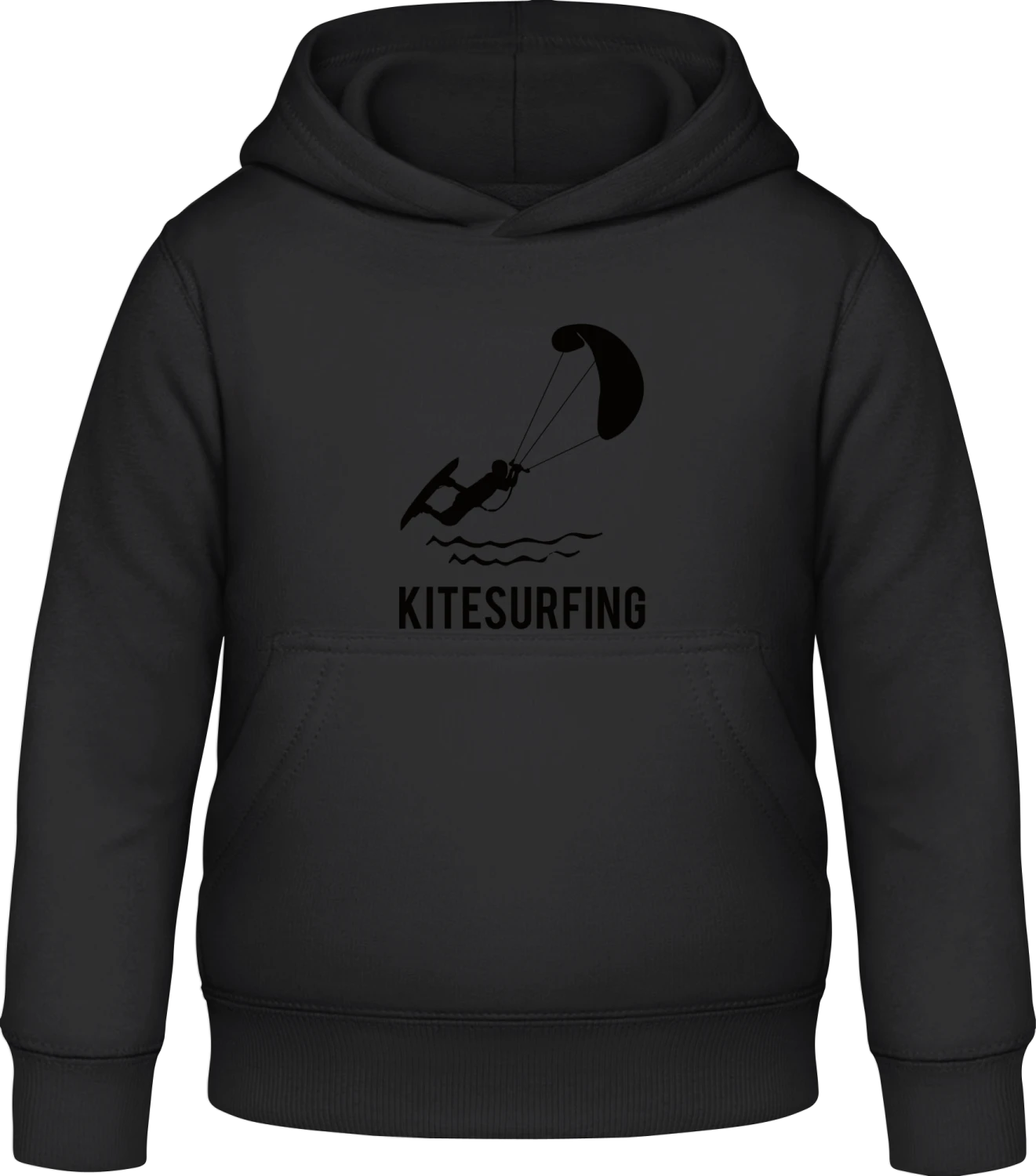 Kitesurfing Logo - Black Awdis Hoodie Kids - Front