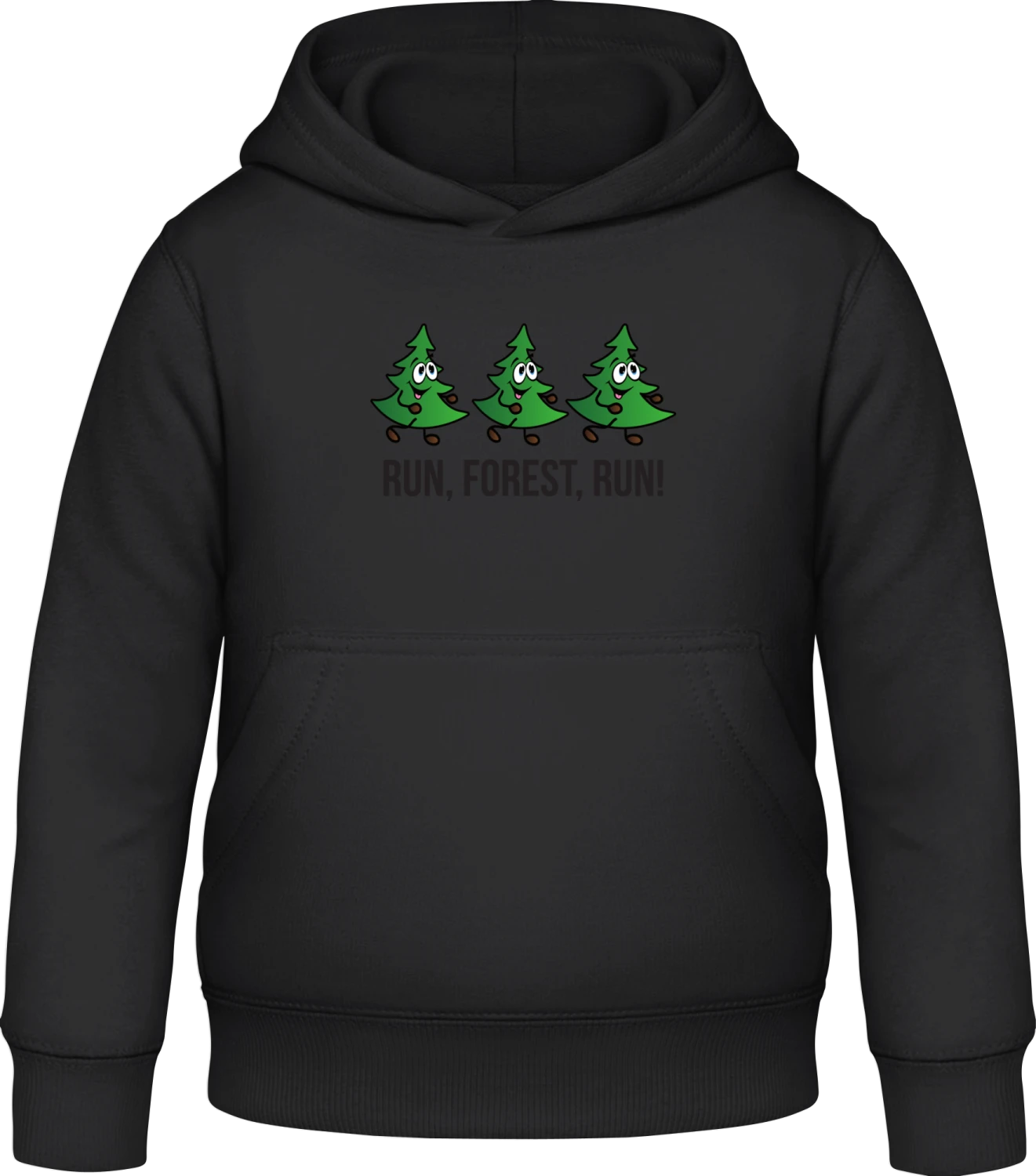 Run, Forest, Run! - Black Awdis Hoodie Kids - Front