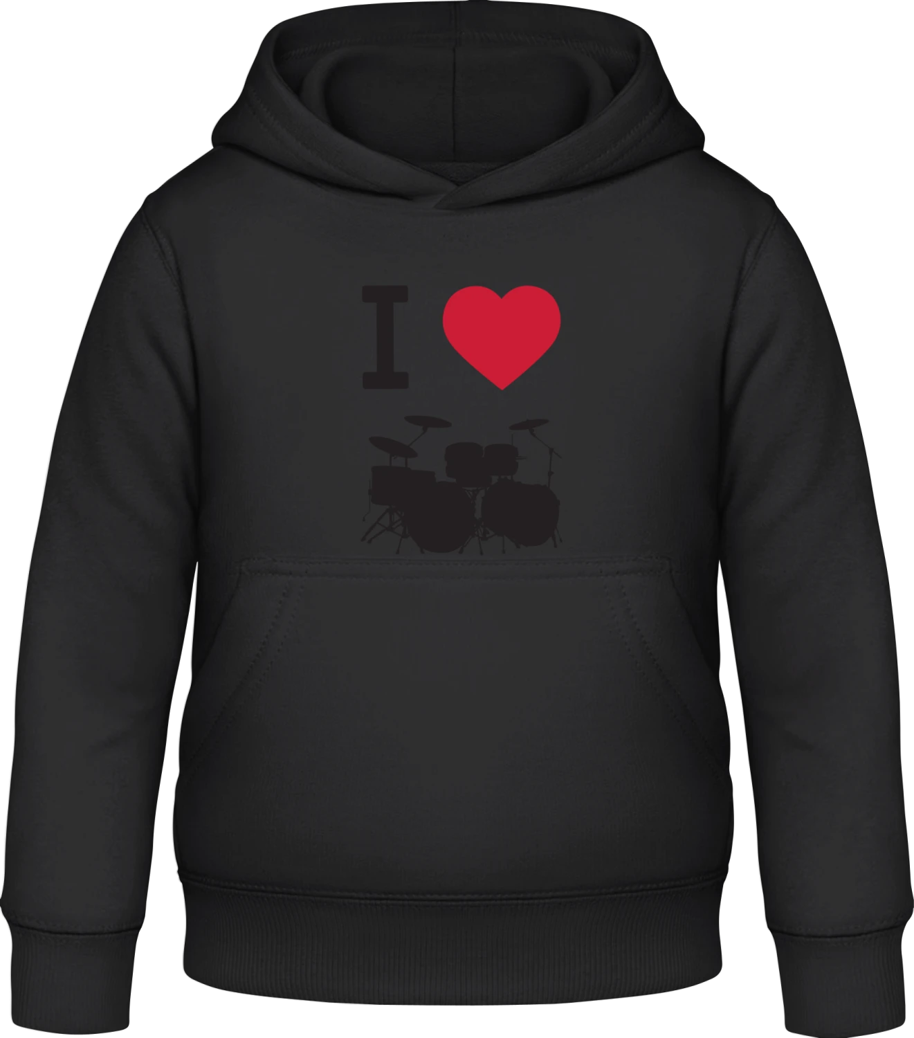 I Love Drums - Black Awdis Hoodie Kids - Front