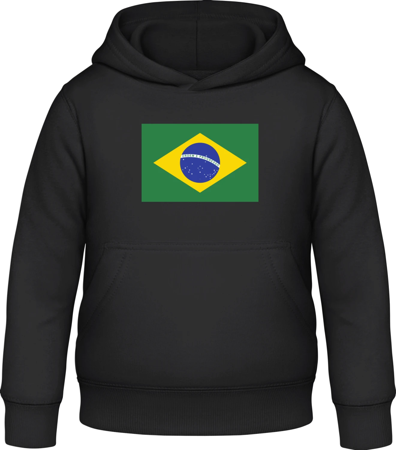 Brazil Flag - Black Awdis Hoodie Kids - Front