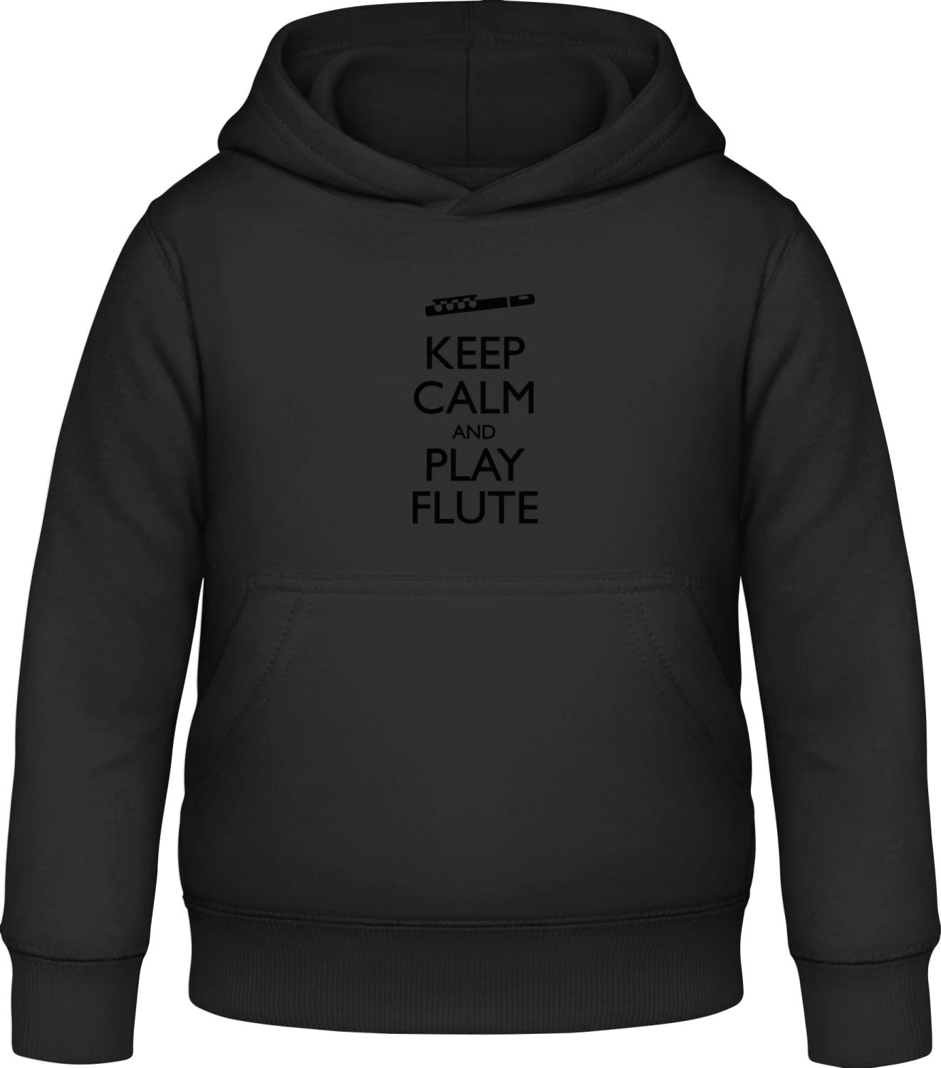 Keep Calm And Play Flute - Black Awdis Hoodie Kids - Front