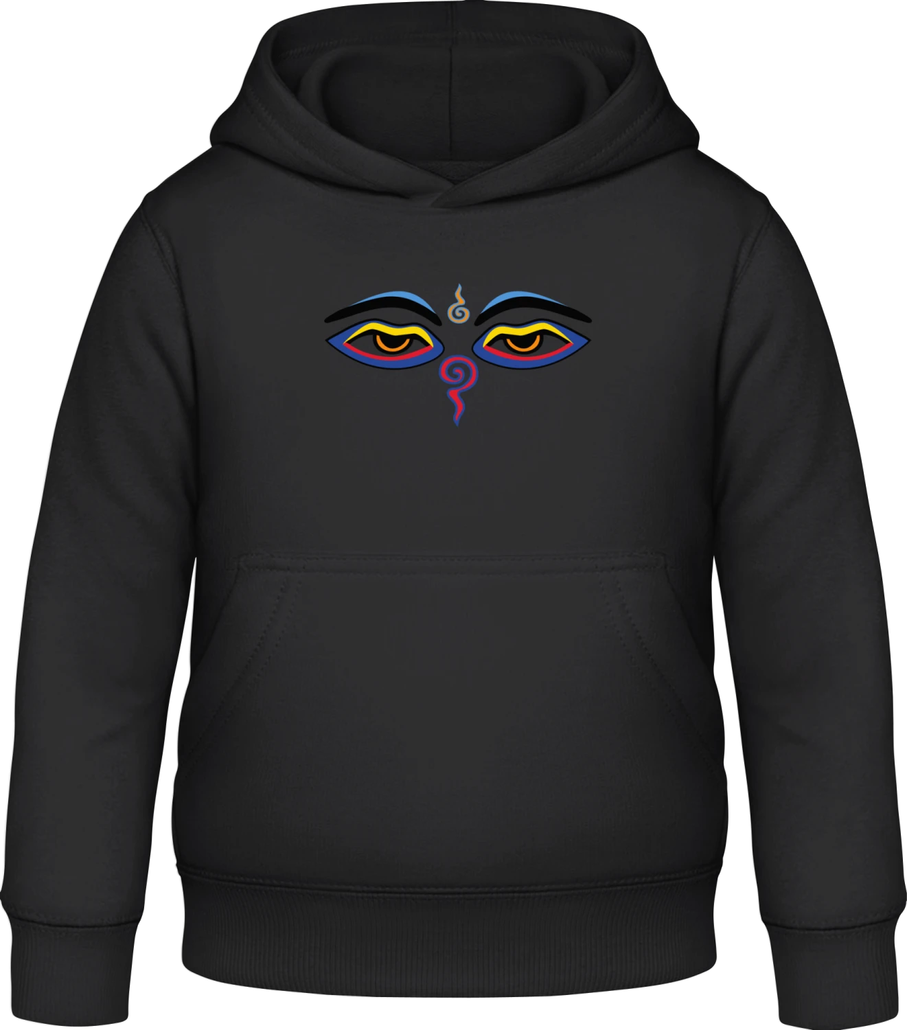 Eyes of Buddha Symbol - Black Awdis Hoodie Kids - Front