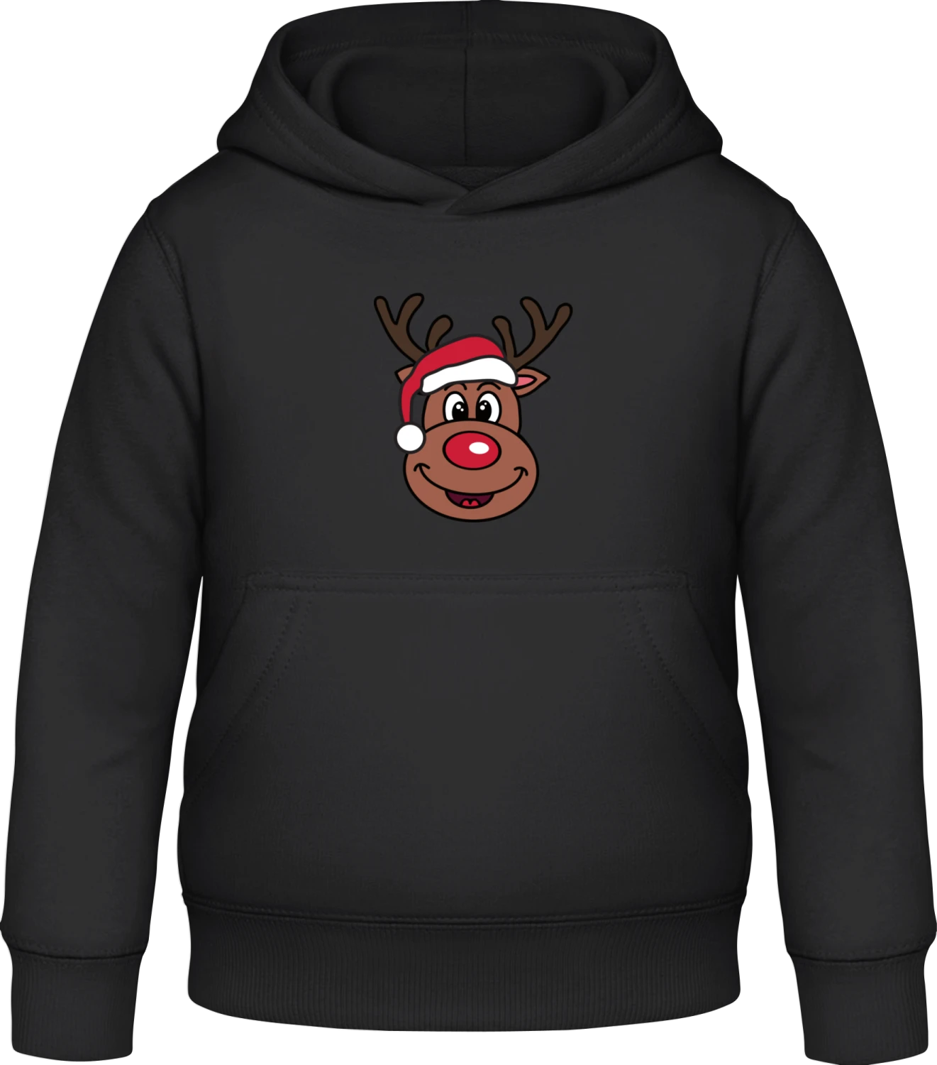 Cute Christmas Reindeer - Black Awdis Hoodie Kids - Front