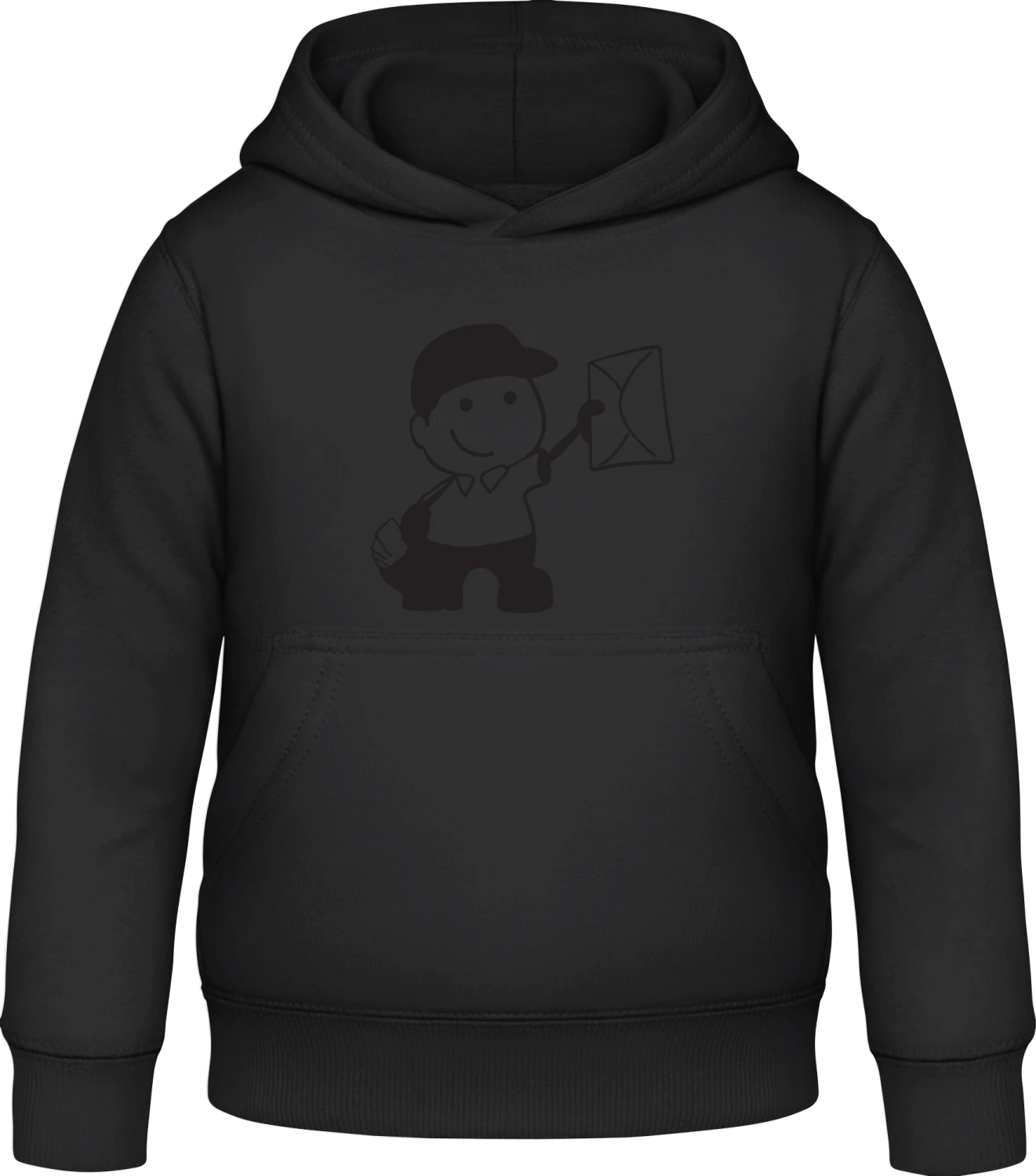 Postbote Illustration - Black Awdis Hoodie Kids - Front