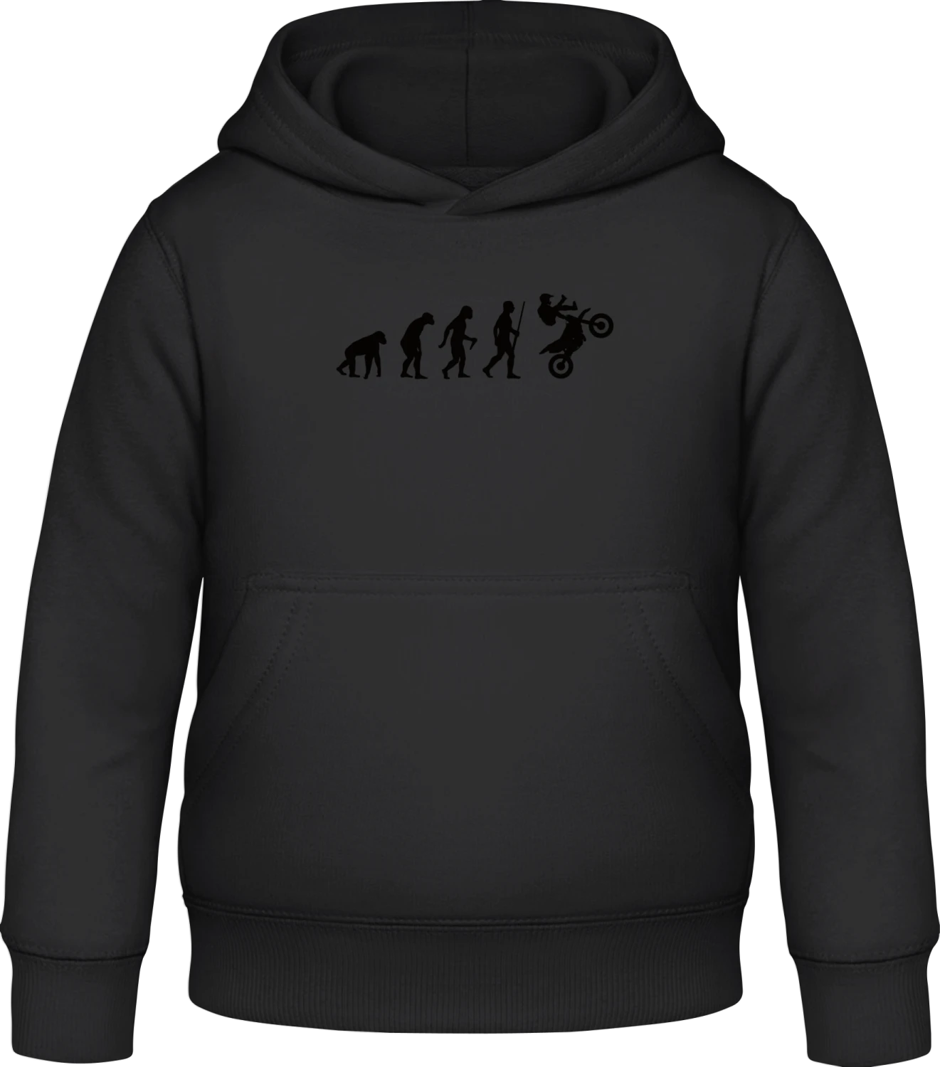 Motocross Biker Evolution - Black Awdis Hoodie Kids - Front