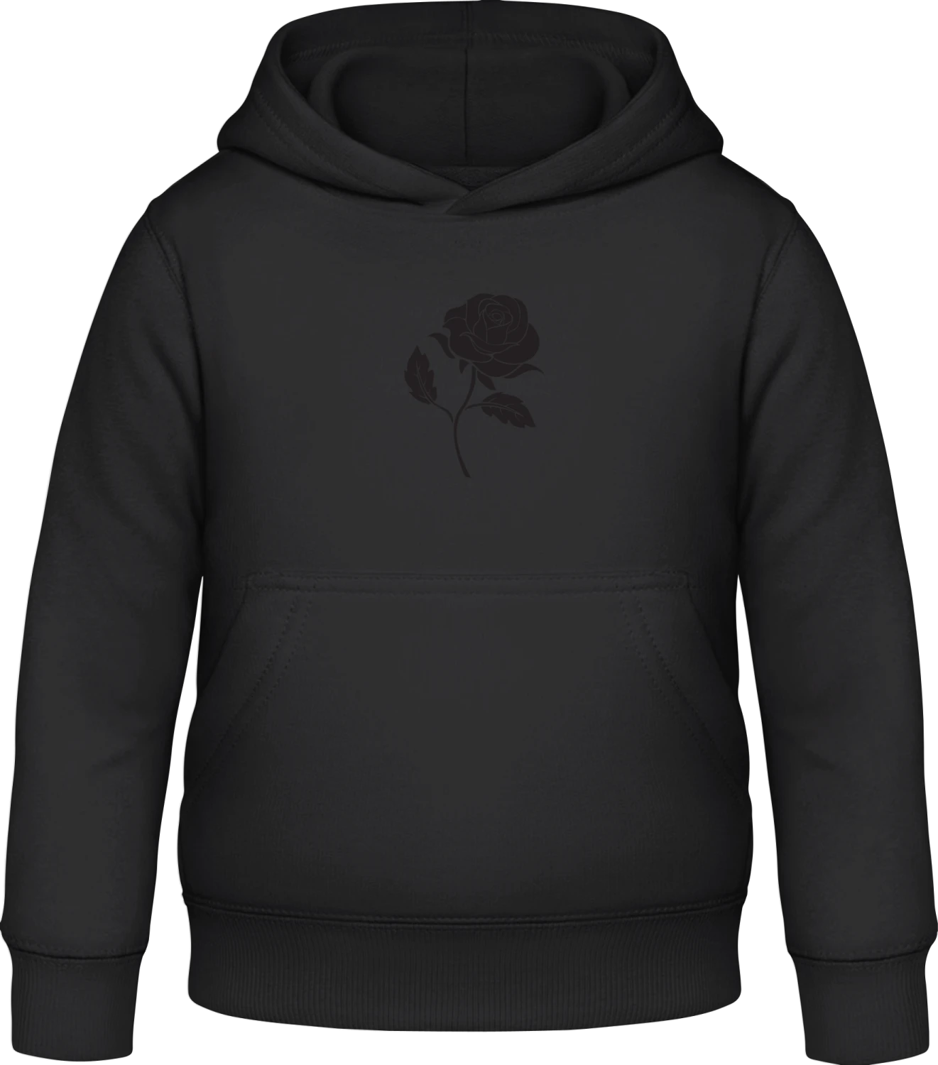 Rose Illustration - Black Awdis Hoodie Kids - Front