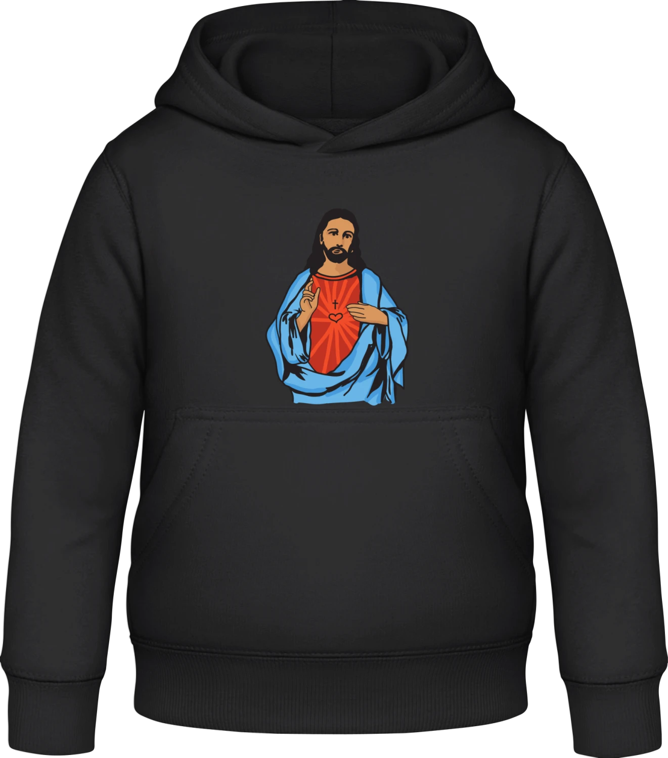 Jesus Illustration - Black Awdis Hoodie Kids - Front