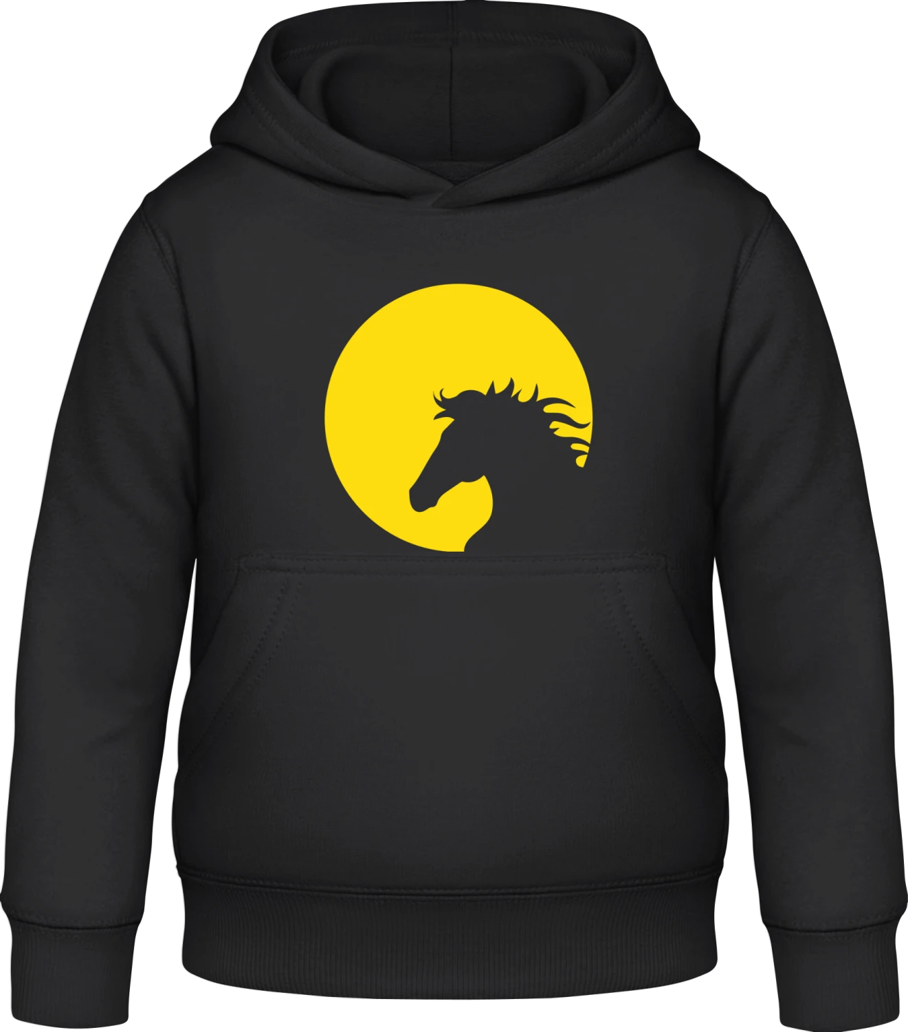 Horse In Moonlight - Black Awdis Hoodie Kids - Front