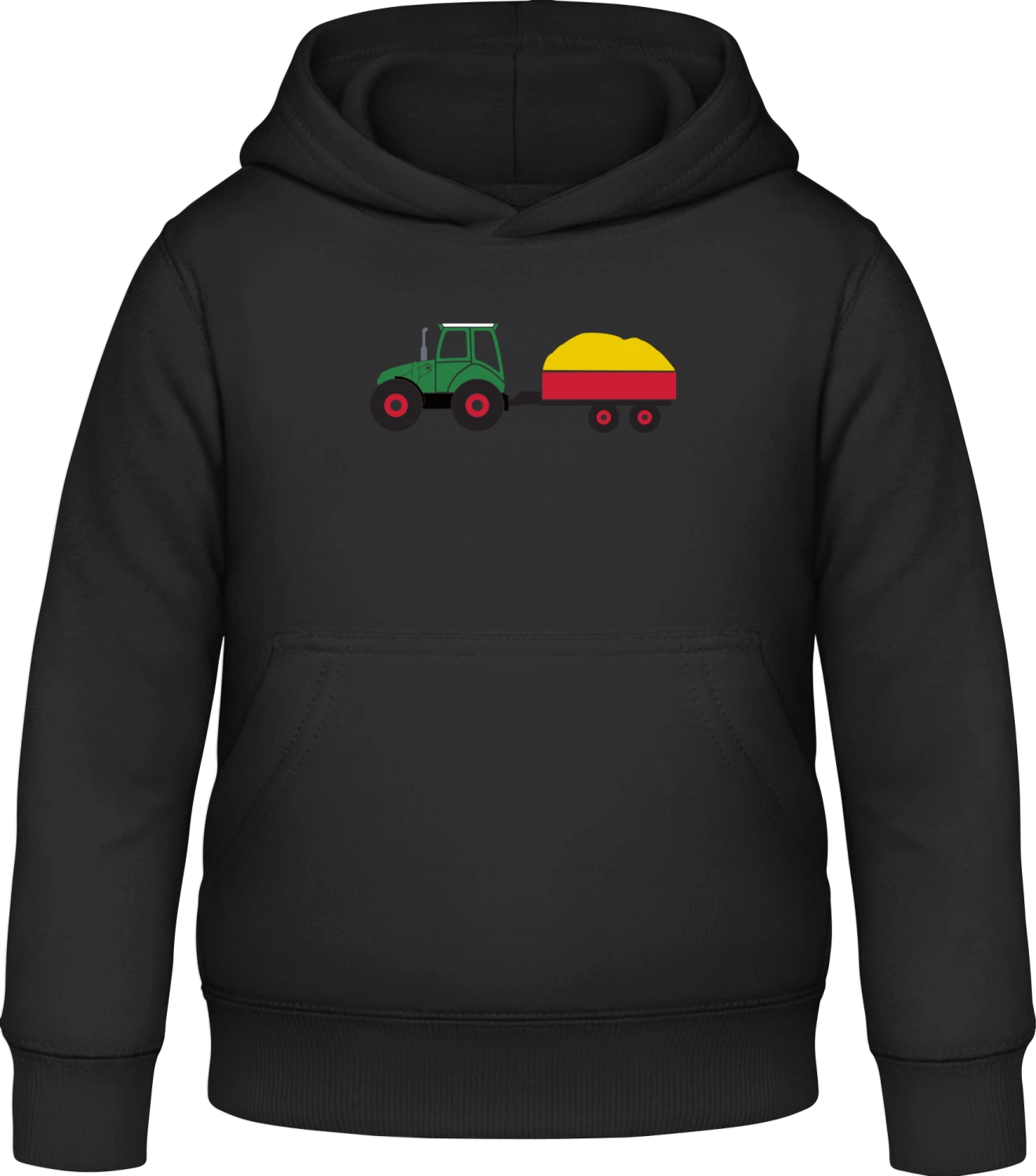 Tractor Illustration - Black Awdis Hoodie Kids - Front