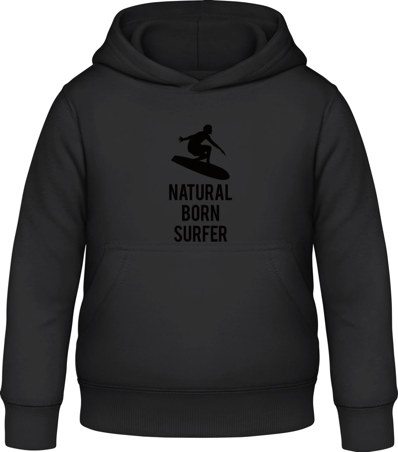 Natural Born Wave Surfer - Black Awdis Hoodie Kids - Front