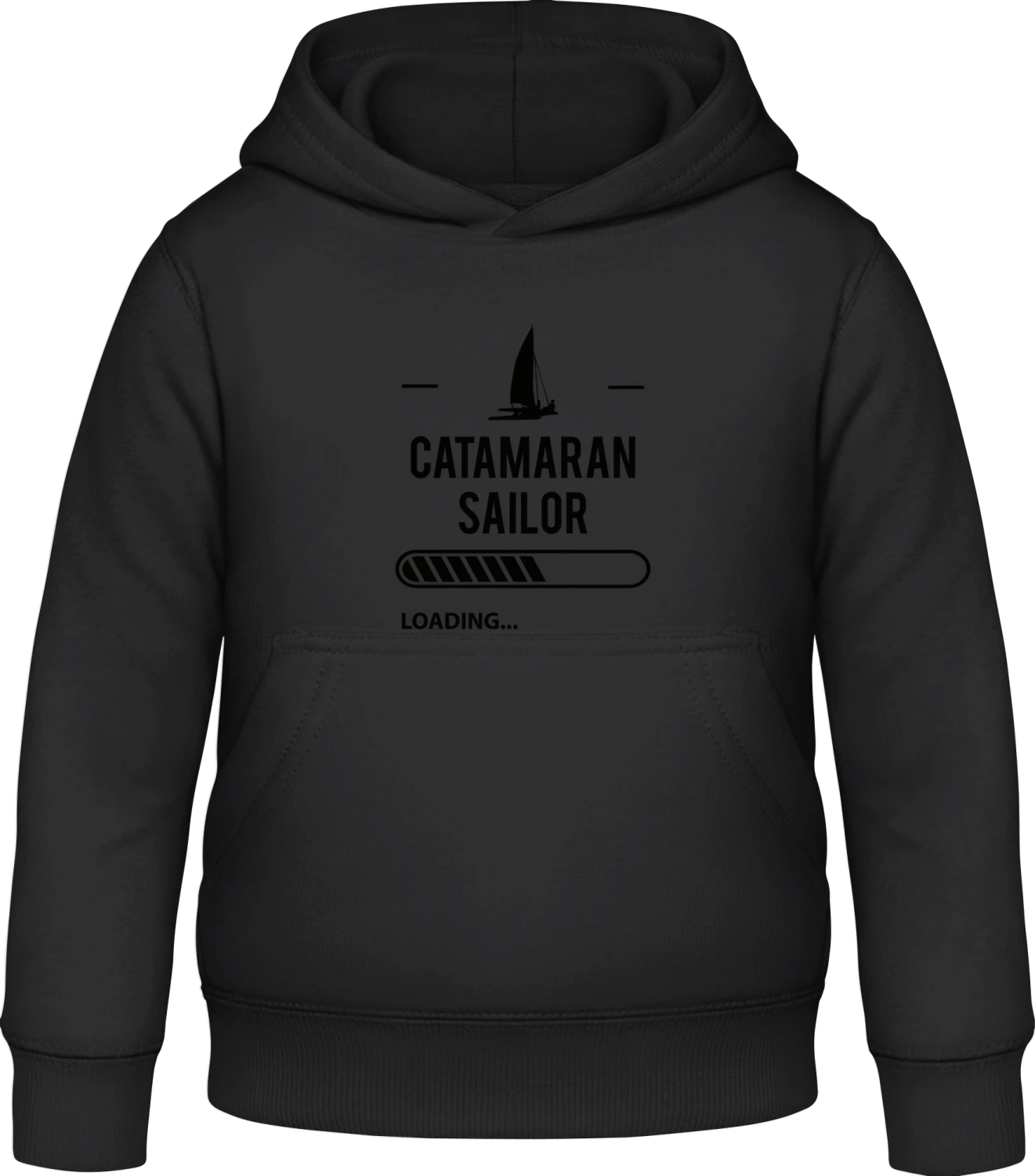 Catamaran Sailor Loading - Black Awdis Hoodie Kids - Front