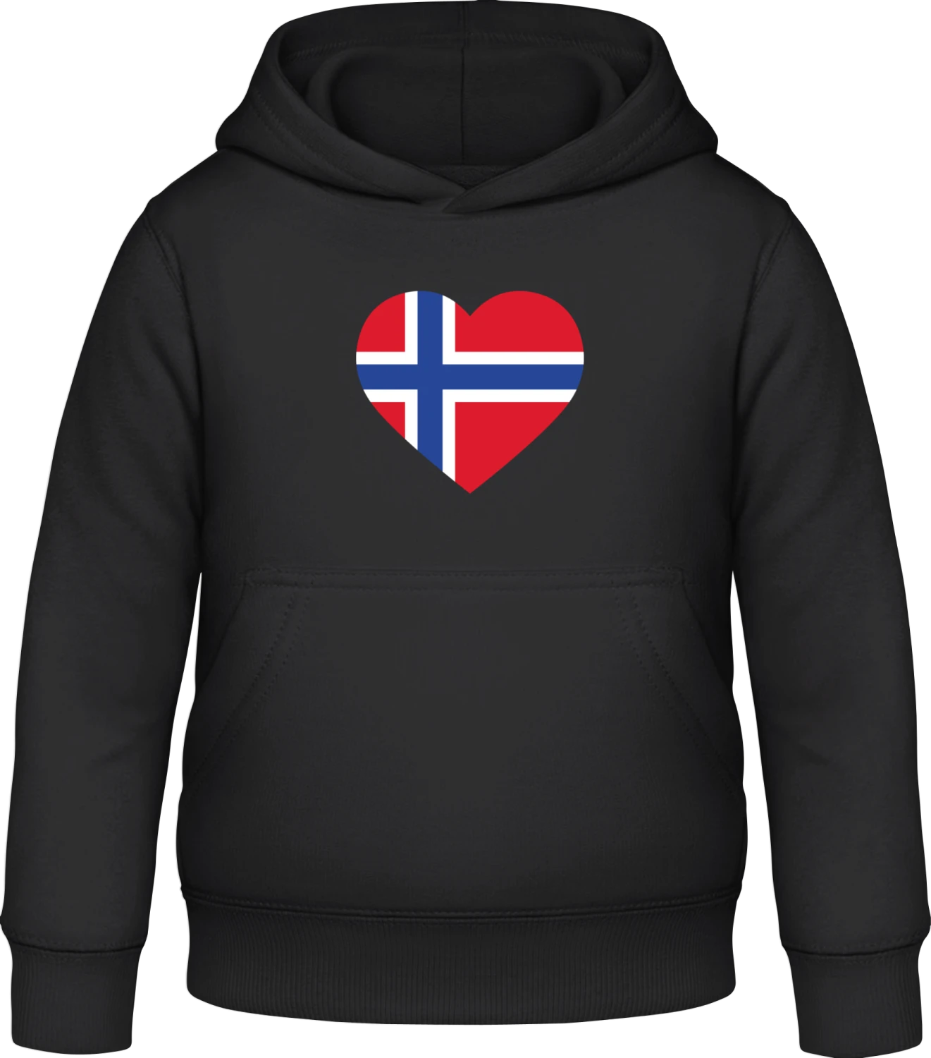 Norway Heart Flag - Black Awdis Hoodie Kids - Front