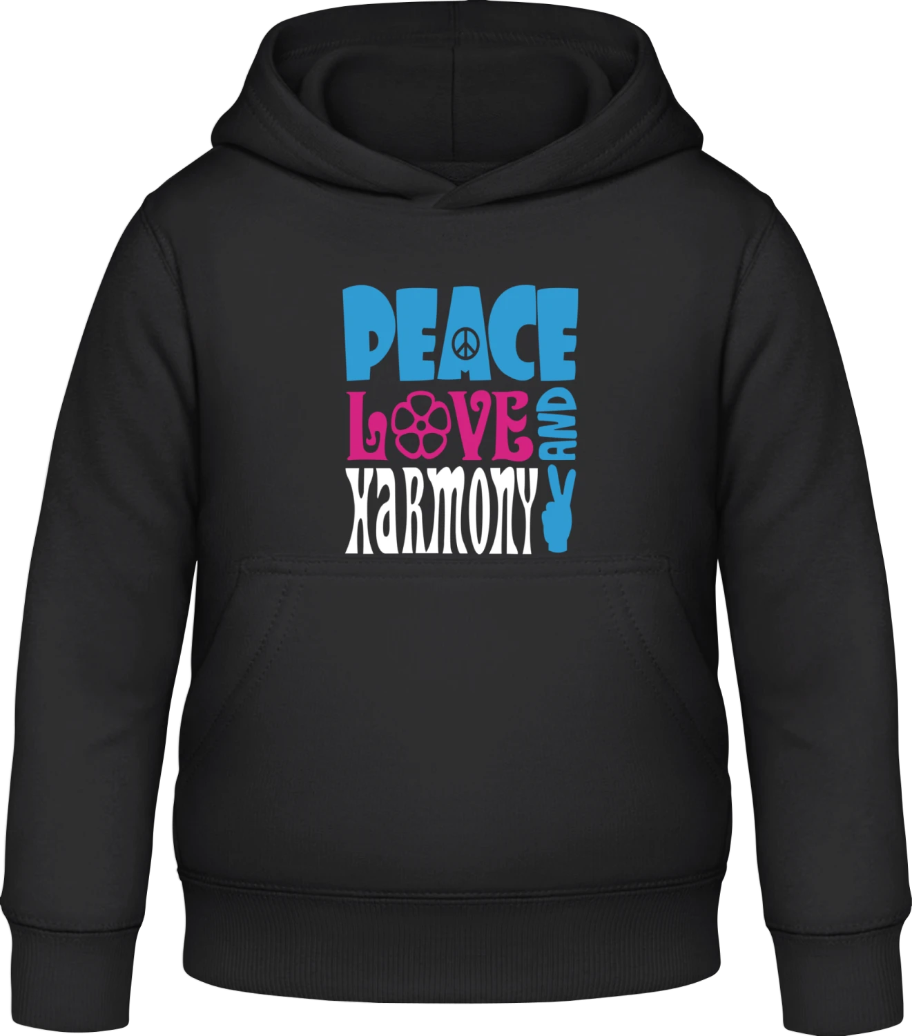 Peace Love Harmony - Black Awdis Hoodie Kids - Front