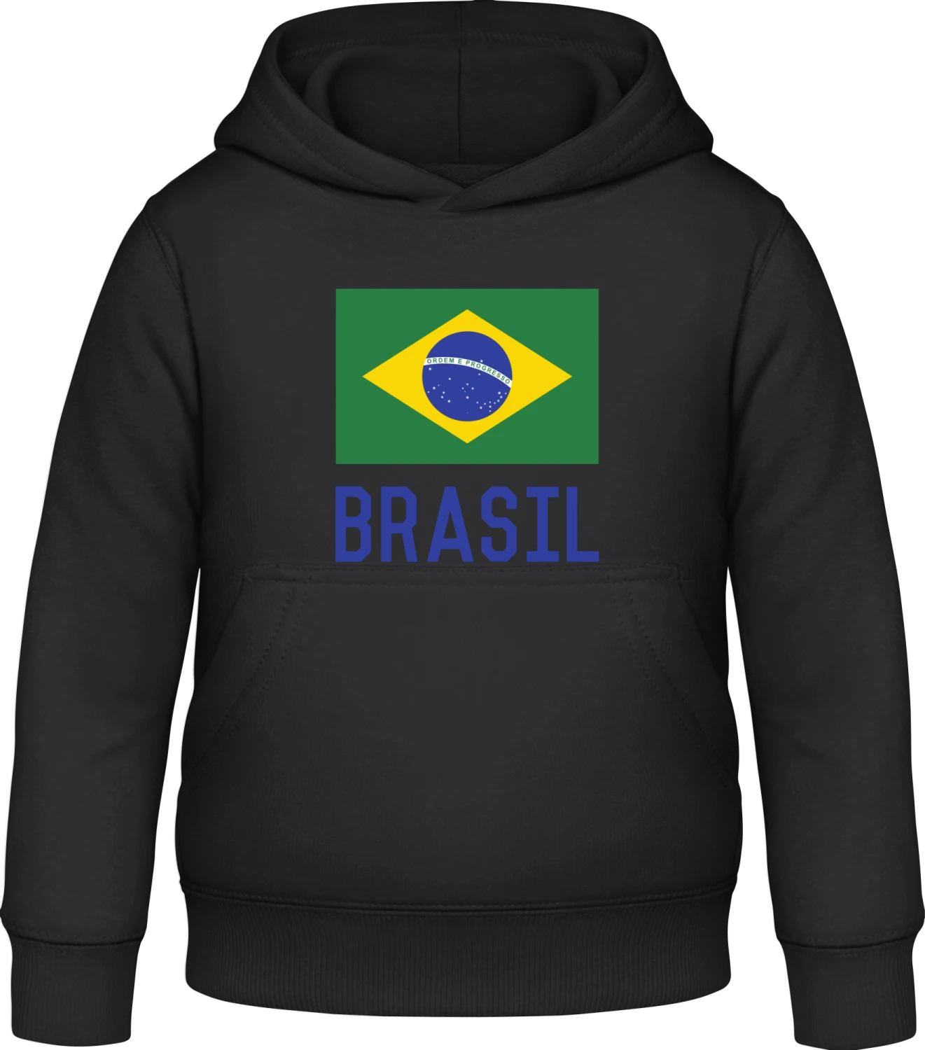 Brasilian Flag - Black Awdis Hoodie Kids - Front