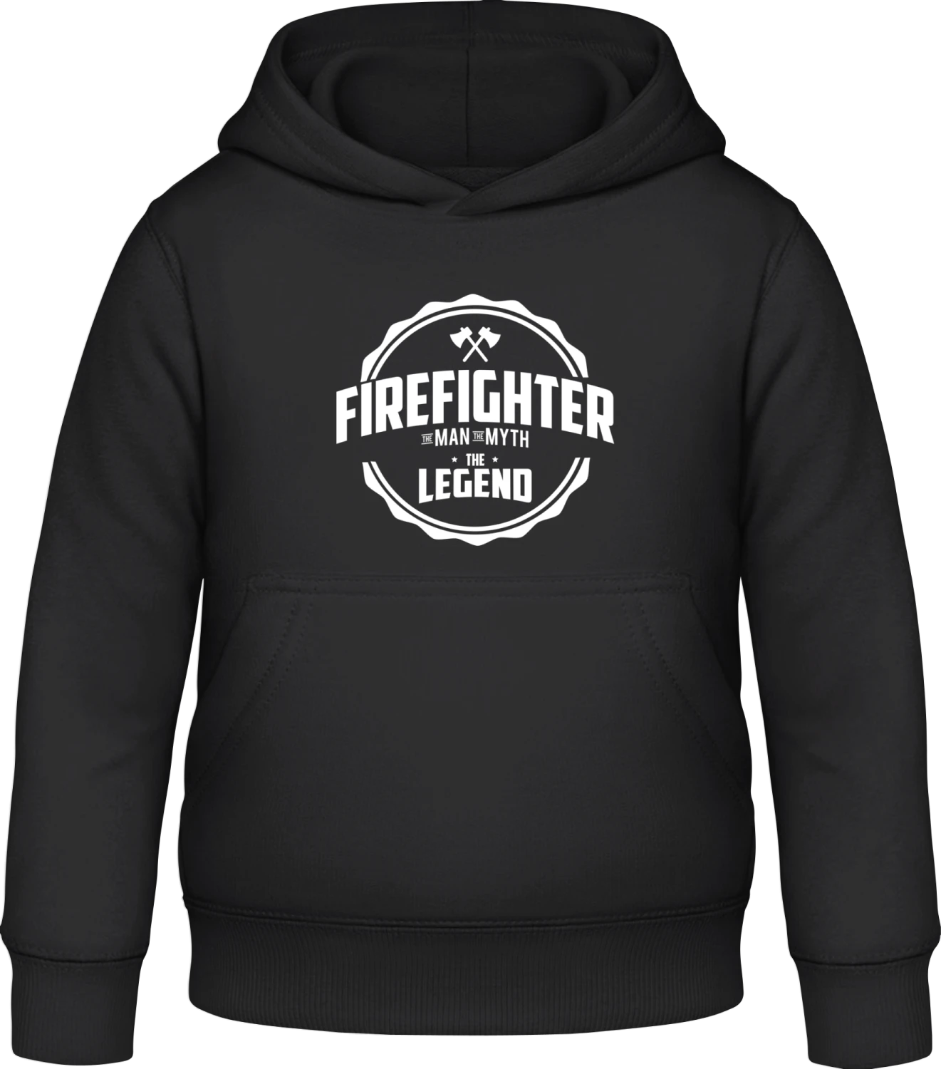 Firefighter The Man The Myth The Legend - Black Awdis Hoodie Kids - Front