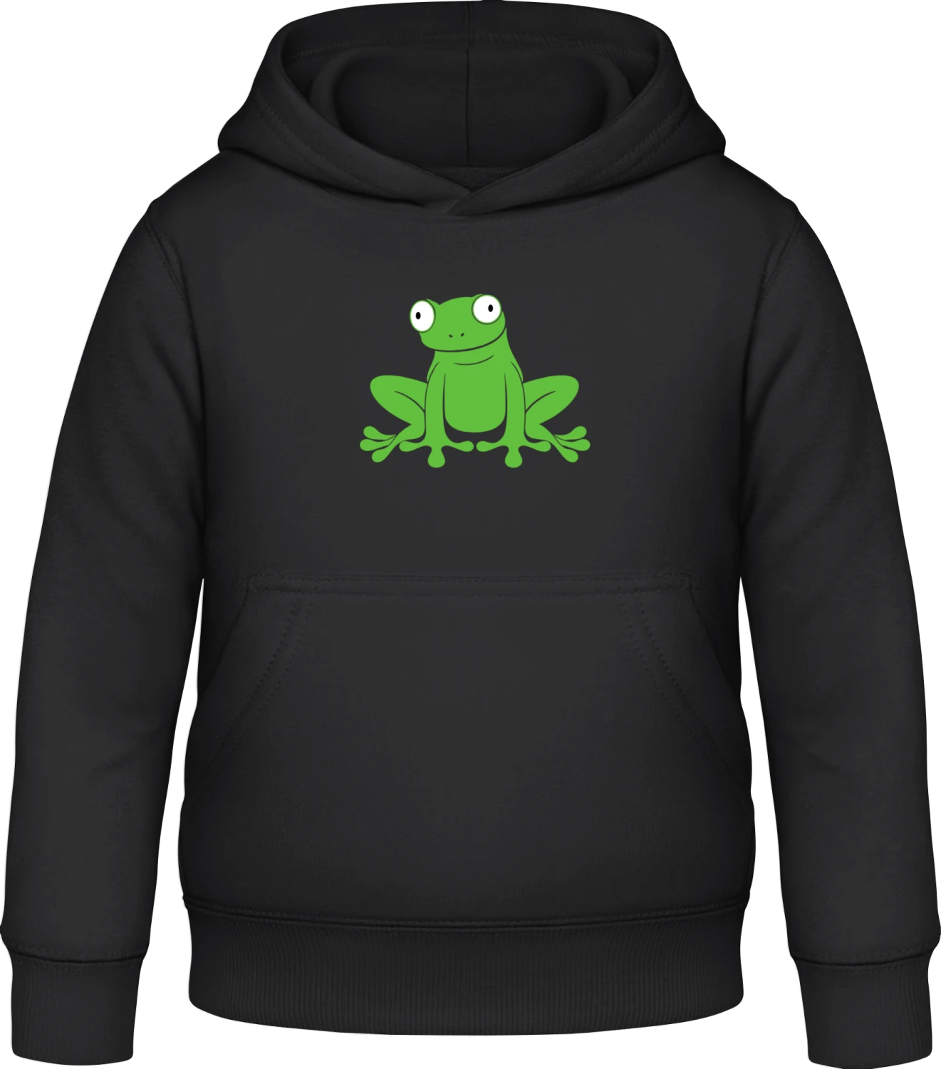 Green Tree Frog - Black Awdis Hoodie Kids - Front