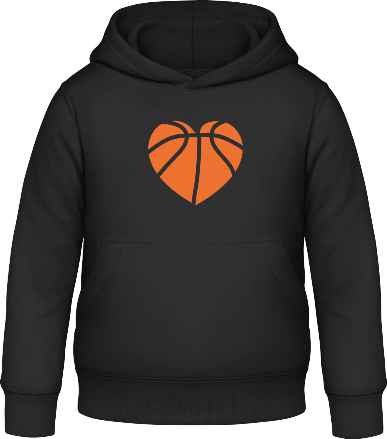 Basketball Heart - Black Awdis Hoodie Kids - Front