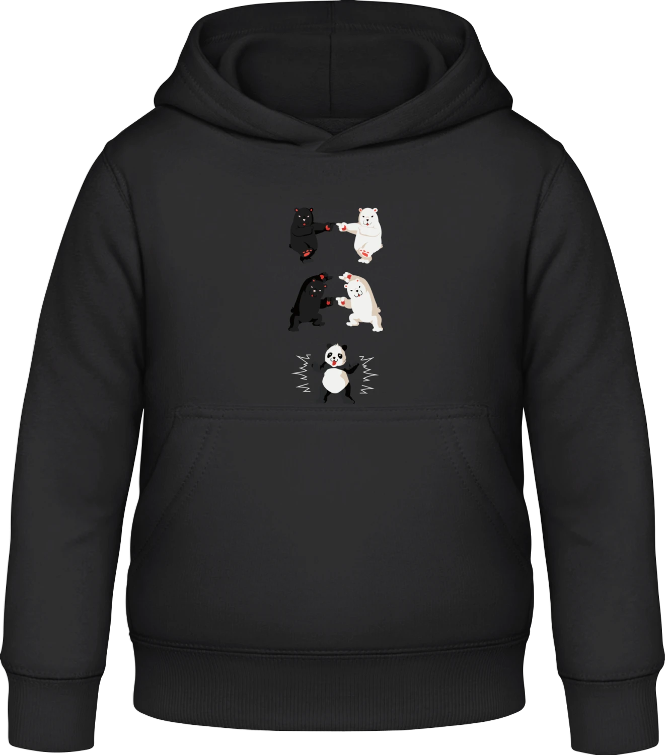 Panda Bear Fusion - Black Awdis Hoodie Kids - Front