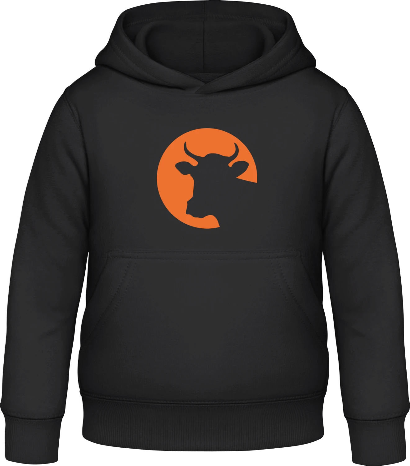 Cow Head in the Moonshine - Black Awdis Hoodie Kids - Front