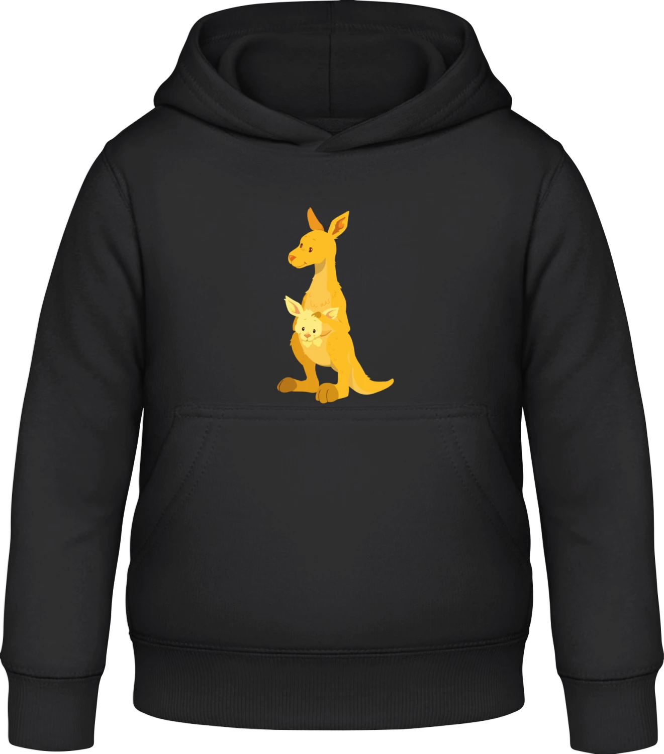 Kangaroo With Baby - Black Awdis Hoodie Kids - Front