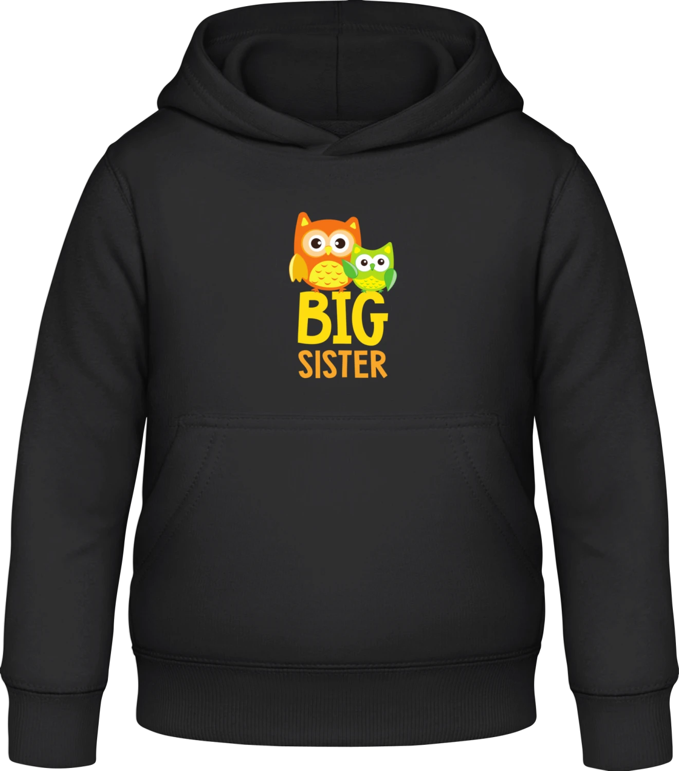 Big Sister Owl - Black Awdis Hoodie Kids - Front